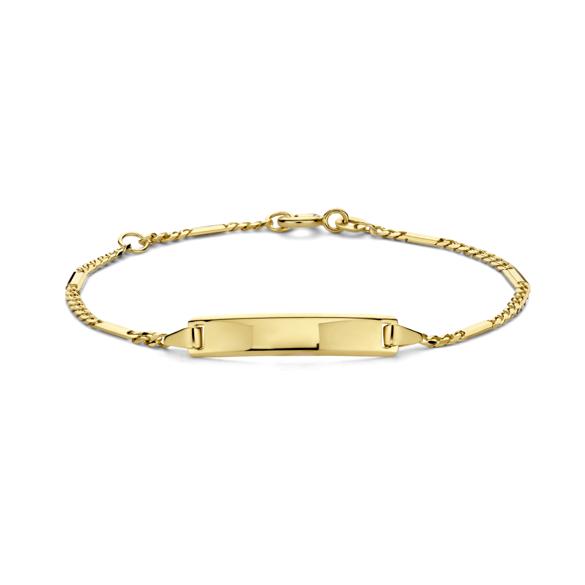 14k Geelgouden graveerarmband met een schakelbreedte van 2mm.
