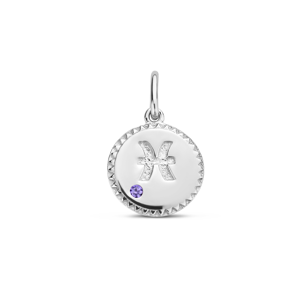 Gerhodineerd 925 zilveren sterrenbeeld hanger. De hanger heeft een diameter van 10.5mm. Ieder sterrenbeeld heeft een eigen kleur steen.