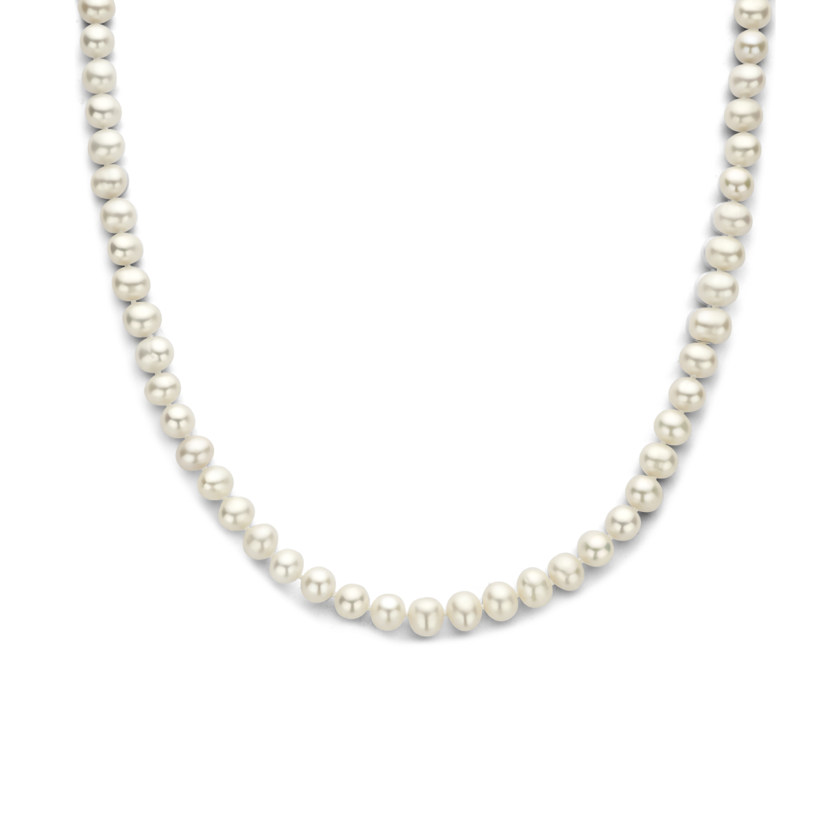 Gerhodineerd 925 zilveren collier uitgevoerd met zoetwaterparels van 8.5mm en een karabijn sluiting. Het collier heeft een draaglengte van 42cm en een extensie van 4cm.