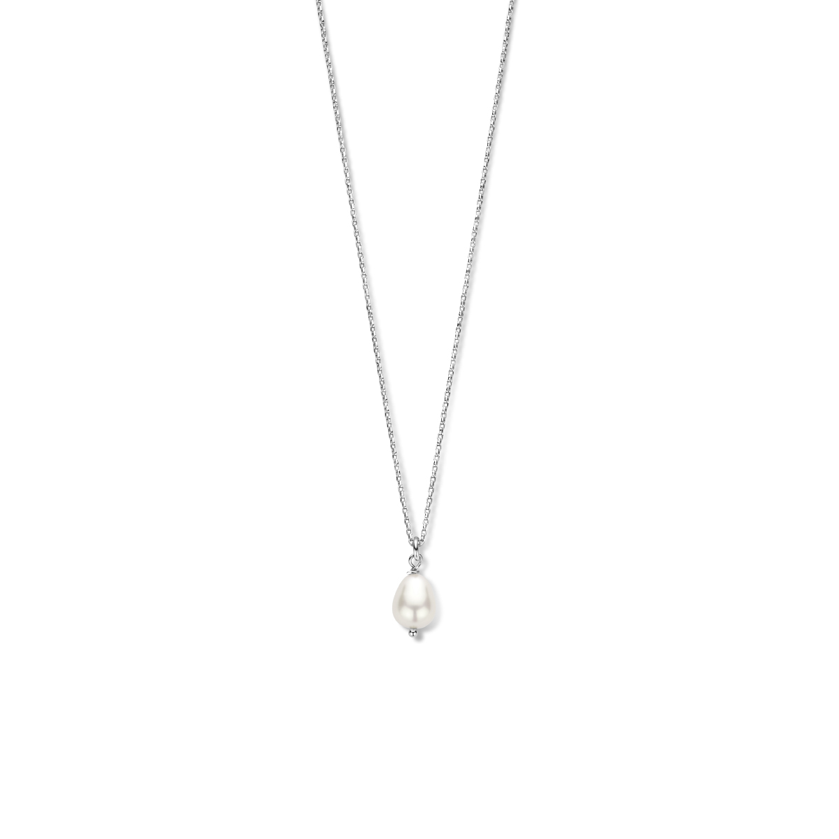 Zilveren collier zoetwaterparel 8mm. 45.cm