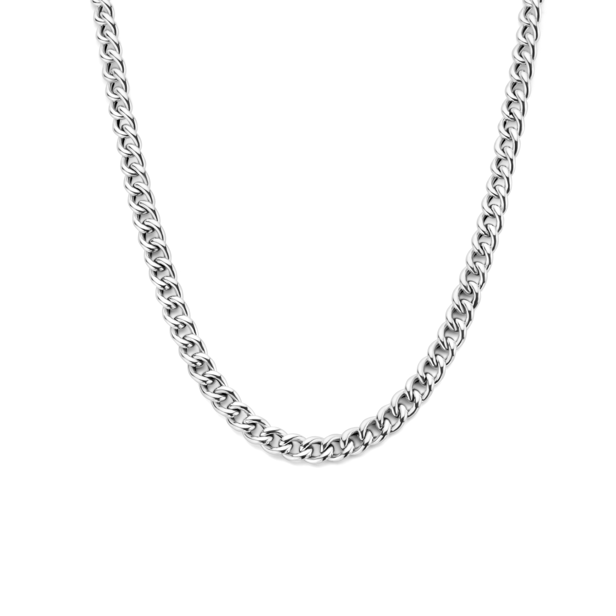 Gerhodineerd 925 zilveren collier met een schakelbreedte van 7mm en een draaglengte van 45cm.