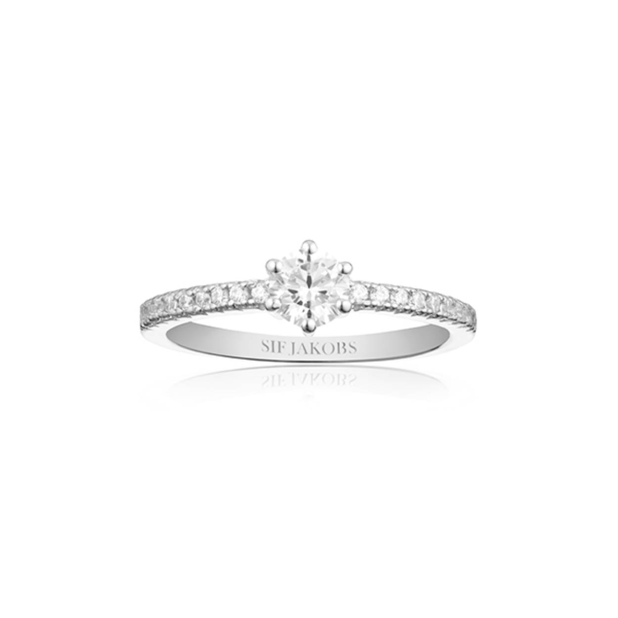 Sif Jacobs zilveren ring, model Ellera, met zirkonia 
Maat 54. 