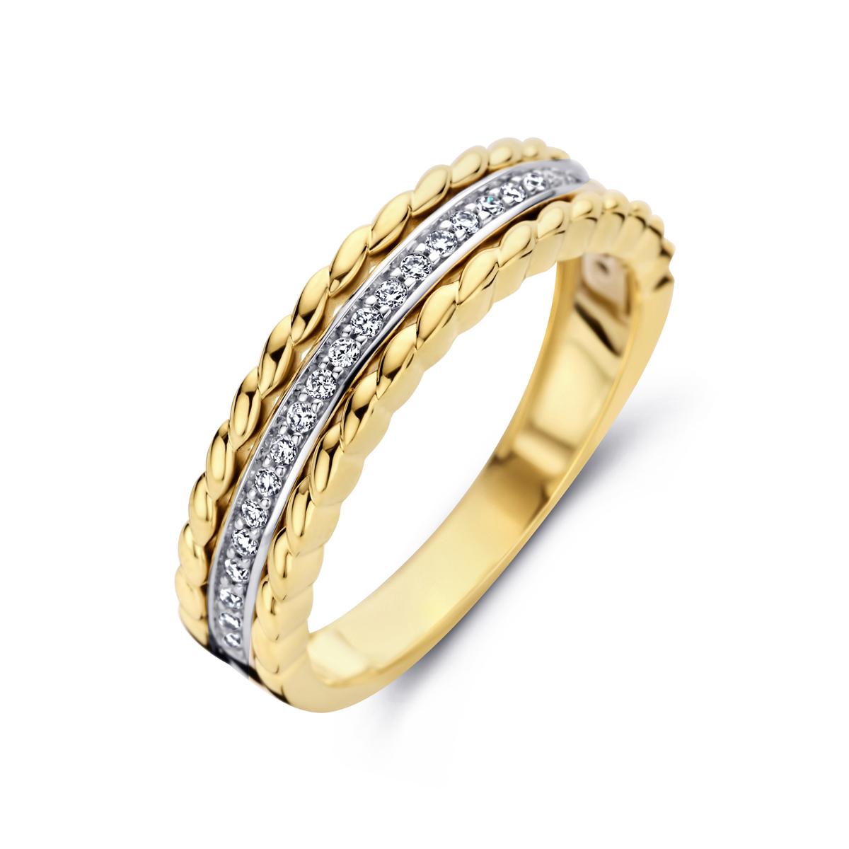 ring diamant 0.14ct h si goud (bicolor goud geel/wit)