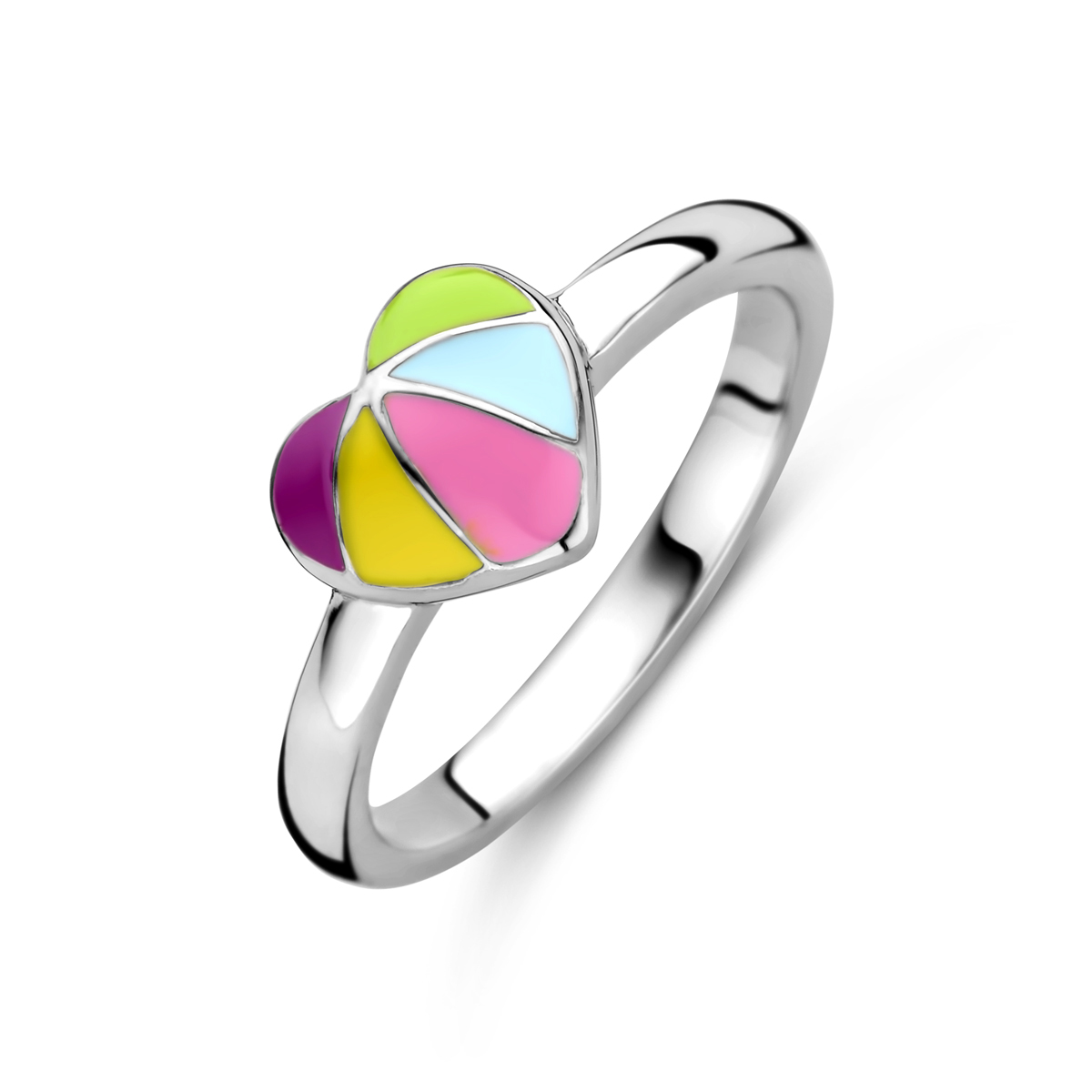 Gerhodineerd 925 zilveren ring uitgevoerd met hart. De ring heeft een afmeting van 6.5x7mm.