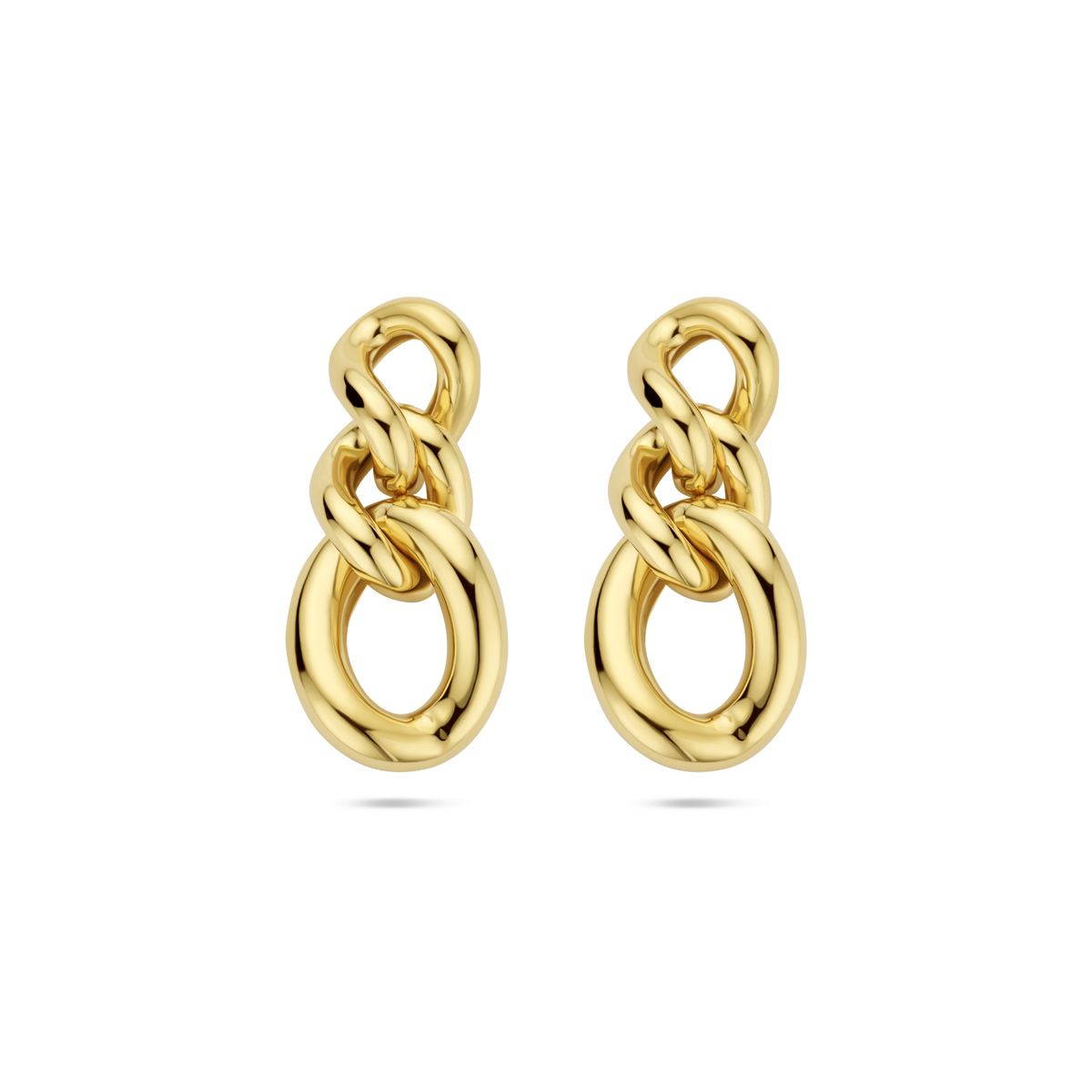 Geelgoud op 925 zilveren oorhangers met een totale hoogte van 32mm. Geen garantie op plating.