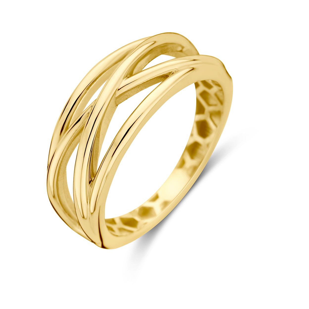 14k Geelgouden ring met een breedte van 8mm.