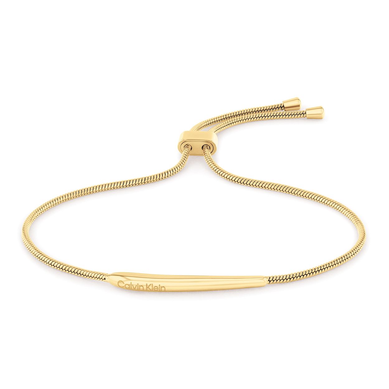 Calvin Klein CJ35000342 Dames Armband Staal 
Deze stalen dames armband van Calvin Klein met nr CJ35000342 heeft een strakke uitstraling. De goudkleurige armband is glimmend en heeft een gravure van het merk op het aparte tussenstuk, dat de vorm heeft van een langwerpige druppel. De armband heeft een fijne slangschakel en is op alle lengtes te dragen door een tonnetjes sluiting met rubbere ring. De totale lengte is 18,5cm. Leuk te combineren met andere sieraden uit de serie van Calvin Klein.

OVER CALVIN KLEIN
Calvin Klein is een wereldwijd lifestylemerk dat gewaagde, vooruitstrevende idealen en een verleidelijke, vaak minimalistische, esthetiek nastreeft. Calvin Klein werd groot in de jaren 70 door haar mode- en merkjeans collecties. In de jaren 80 lanceerde Calvin Klein haar spraakmakende ondergoed dat uitdrukkelijk van logo ’s voorzien was. Vanwege het grote succes is het merk ook succesvol uitgerold in Accessoires, Parfums, Home, Brillen, Golf, Horloges en Sieraden.
Sinds de oprichting in 1968 door Calvin Klein, heeft het merk haar reputatie opgebouwd als leider in de Amerikaanse mode, dankzij een cleane esthetiek en innovatieve ontwerpen. Calvin Klein wil haar publiek verleiden en inspireren door middel van provocerende beelden en opvallende ontwerpen die prikkelen. 

SPECIFICATIES:
- Stalen dames armband
- Totale lengte 18,5cm
- Goudkleurig
- Glimmend