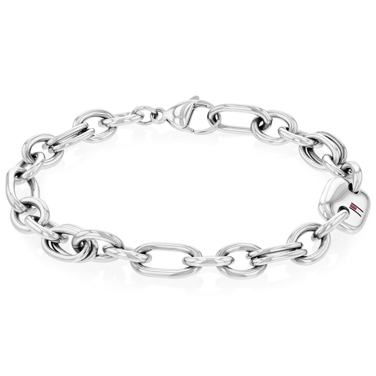 Tommy Hilfiger Jewels TJ2780789 Armband Dames Staal
Deze armband van Tommy Hilfiger uit de jewelry serie met nr: TJ2780789 is een stoer en stijlvol model. De zilverkleurige stalen schakelarmband heeft verschillende vormen schakels en toont vrij grof. De dames armband heeft een plaatje met daarop het Tommy logo. De totale lengte van de armband is 23cm en is te dragen op verschillende lengtes. Zeker leuk te combineren met de bijpassende oorbellen en ketting uit de set van Tommy Hilfiger.

Het merk:
Tommy Hilfiger is wereldwijd Ã©Ã©n van de grootste designer lifestyle merken en is internationaal bekend om haar classic American cool stijl. De sieraden zijn voor dames en heren met een eigen stijl, die niet bang zijn om dit aan de wereld te laten zien.

Specificaties:
- Artikelnr: TJ2780789
- Zilverkleurige schakelarmband 
- Materiaal: Staal
- Lengte: 23cm
- Dames sieraad