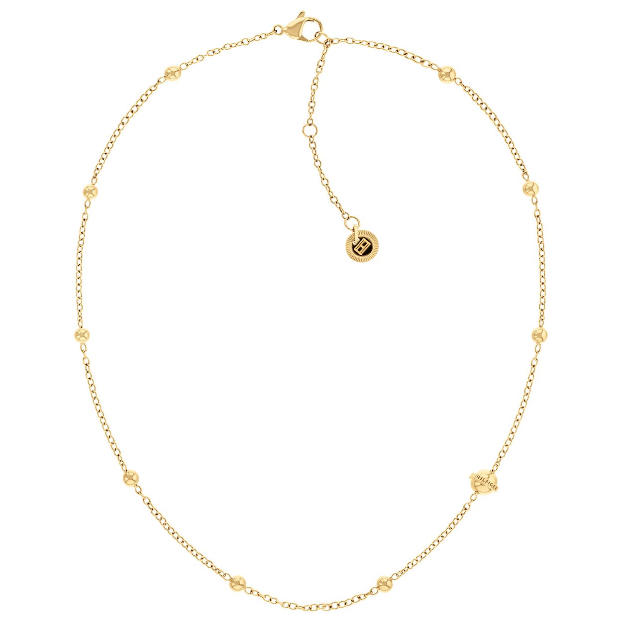 Tommy Hilfiger Jewels TJ2780817 Ketting Dames 45m
Deze ketting van Tommy Hilfiger uit de jewelry serie met nr: TJ2780817 is een speciaal model. De stalen ketting heeft bolletjes verdeeld over de ketting waarvan 1 grotere met het Tommy logo erop. De damesketting sluit met een karabijnsluiting en is op meerdere lengtes te dragen door de extra ogen, de totale lengte is 45cm. Leuk te combineren met de armband en oorknoppen uit de set van Tommy Hilfiger. 

Het merk:
Tommy Hilfiger is wereldwijd één van de grootste designer lifestyle merken en is internationaal bekend om haar classic American cool stijl. De sieraden zijn voor dames en heren met een eigen stijl, die niet bang zijn om dit aan de wereld te laten zien.

Specificaties:
- Artikelnr: TJ2780817
- Ketting met bolletjes
- Materiaal: Goudkleurig staal
- Lengte: 45cm
- Dames sieraad