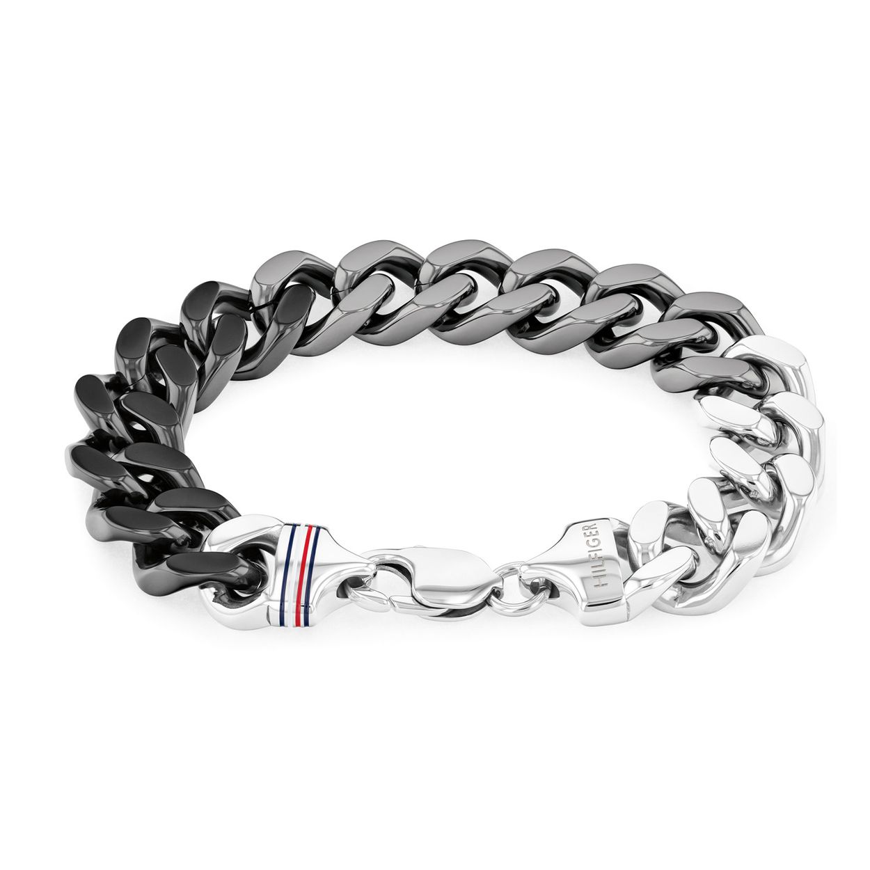 Tommy Hilfiger Jewels TJ2790514 Armband Heren Staal 19cm
Deze armband van Tommy Hilfiger uit de jewelry serie met nr: TJ2790514 is een opvallend model. De heren armband heeft een gourmetschakels en bestaat uit 3 kleuren staal. De kleuren lopen van zilverkleurig over in gunmetal en door naar zwart. De armband heeft een grove karabijnsluiting en op het eindoog zijn de Tommy kleuren zichtbaar. De armband heeft een lengte van 19cm. Ook leuk te combineren met andere armbanden en sieraden van Tommy Hilfiger.

Het merk:
Tommy Hilfiger is wereldwijd &Atilde;&copy;&Atilde;&copy;n van de grootste designer lifestyle merken en is internationaal bekend om haar classic American cool stijl. De sieraden zijn voor dames en heren met een eigen stijl, die niet bang zijn om dit aan de wereld te laten zien.

Specificaties:
- Artikelnr: TJ2790514
- Gourmetschakel armband
- Materiaal: Staal
- Lengte: 19cm
- Heren sieraad