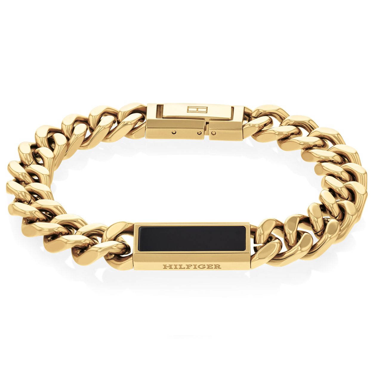 Tommy Hilfiger Jewels TJ2790539 Armband Heren Staal 19,5cm
Deze armband van Tommy Hilfiger uit de jewelry serie met nr: TJ2790539 is een opvallend model. De goudkleurige stalen gourmet schakel armband heeft bovenop een tussenplaat met daarin een zwarte onyx steen erin. Door schakels in te zetten of uit te halen is de armband op maat te maken. De lengte is 19,5cm. In de sluiting is het Tommy logo gegraveerd. Ook leuk te combineren met de bijpassende ketting en andere armbanden van Tommy Hilfiger.

Het merk:
Tommy Hilfiger is wereldwijd één van de grootste designer lifestyle merken en is internationaal bekend om haar classic American cool stijl. De sieraden zijn voor dames en heren met een eigen stijl, die niet bang zijn om dit aan de wereld te laten zien.

Specificaties:
- Artikelnr: TJ2790539
- Goudkleurige armband met onyx
- Materiaal: Staal
- Lengte: 19,5cm
- Heren sieraad