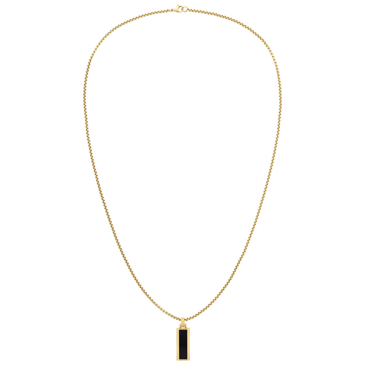 Tommy Hilfiger Jewels TJ2790541 Ketting Heren Staal Onyx 60cm
Deze ketting van Tommy Hilfiger uit de jewelry serie met nr: TJ2790541 is een opvallend en stoer model. De goudkleurige stalen afgeronde venetiaanse schakel ketting heeft een rechthoekige plaathanger van staal met een rechthoekige onyx steen erin. De lengte is 60cm en de ketting sluit met een karabijnsluiting. Aan de zijkant van de hanger is het Tommy logo gegraveerd. Ook leuk te combineren met de bijpassende armband en andere sieraden van Tommy Hilfiger.

Het merk:
Tommy Hilfiger is wereldwijd één van de grootste designer lifestyle merken en is internationaal bekend om haar classic American cool stijl. De sieraden zijn voor dames en heren met een eigen stijl, die niet bang zijn om dit aan de wereld te laten zien.

Specificaties:
- Artikelnr: TJ2790541
- Goudkleurige schakel ketting met onyx
- Materiaal: Staal
- Lengte: 60cm
- Heren sieraad