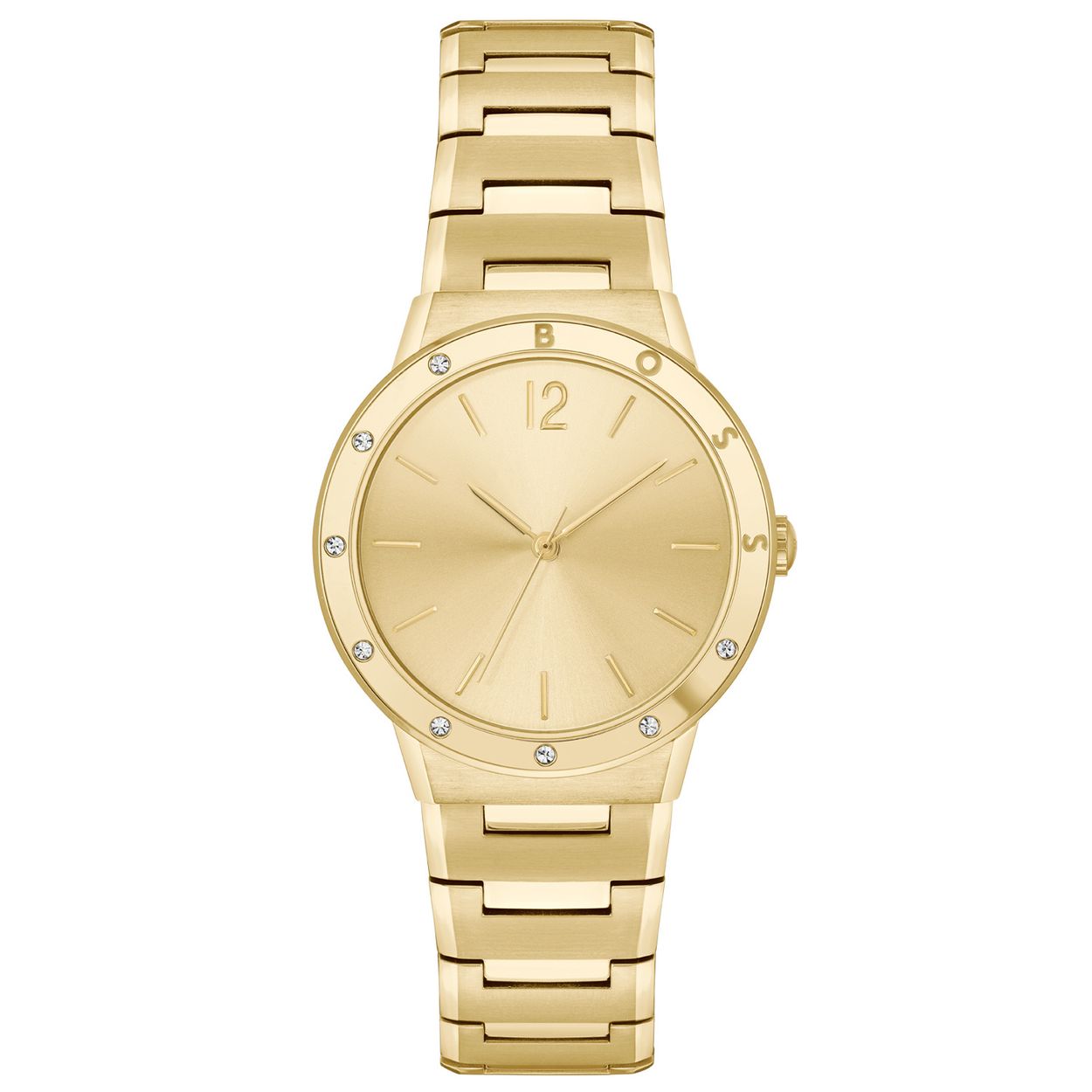 BOSS HB1502715 BREATH Dameshorloge 34mm 
Dit BOSS horloge uit de BREATH serie met artikelnr: HB1502715 heeft een luxe sportieve uitstraling. Zeer geschikt voor de moderne stijlvolle vrouw van nu. Het dameshorloge valt op door zijn goudkleurige stalen horlogekast met een gladdee goudkleurige bezel met naam en kristallen en een goudkleurige sunray wijzerplaat met fijne uuraanduiding. Opvallend is de strakke goudkleurige schakelband aan de kast met een vouwsluiting. De kast van het horloge heeft een doorsnee van 34mm met mineraalglas en is 5ATM. 

HET MERK:
HUGO BOSS is afgestemd op levensstijlen waar het gaat om kwaliteit en precisie. Het wereldwijde fashionlabel is verdeeld in twee merken: BOSS en HUGO. Het merk BOSS biedt geavanceerde, moderne horloges gericht op kwaliteit en design om een onberispelijke look te creÃ«ren â of het nu zakelijk, casual of sportief is. De horloge collectie van BOSS is perfect afgestemd op levensstijlen waar het gaat om kwaliteit en precisie. BOSS is op maat gemaakt in een onberispelijke stijl.

Blijf stijlvol bij de tijd. Voor de BOSS-vrouw is stijl het handelsmerk en draait alles om
details. Breng uw look naar een hoger niveau met onze nieuwe en kenmerkende horlogecollectie.

SPECIFICATIES:
- Mineraalglas
- Ovale kastvorm, Ã 34mm
- Stalen horlogekast
- Goudkleurige wijzerplaat
- Goudkleurige schakelband