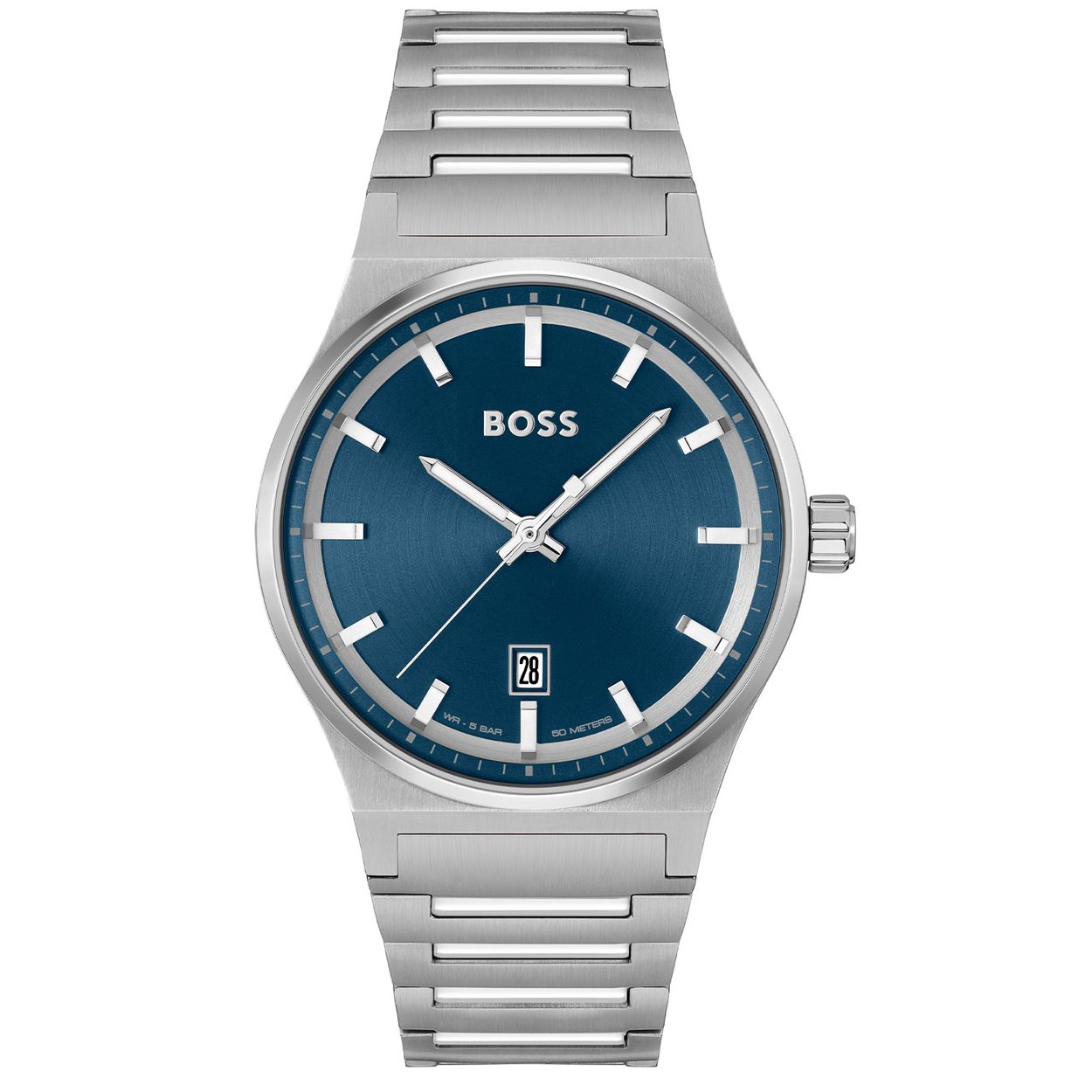 BOSS HB1514076 CANDOR Herenhorloge 41mm 
Dit BOSS horloge uit de CANDOR serie met artikelnr: HB1514076 heeft een luxe sport uitstraling. Zeer geschikt voor de moderne stijlvolle man van nu. Het herenhorloge valt op door zijn zilverkleurige stalen horlogekast met een gladde bezel en een blauwe wijzerplaat met een datum. De fijne wijzers en de fijne uursaanduiding geven dit horloge een chique uitstraling. Het horloge heeft lumibrite op de uurwijzers en op de uursaanduiding. Aan de kast zit een zilverkleurige stalen fijne schakelband met een vouwsluiting. De kast van het horloge heeft een doorsnee van 41mm met mineraalglas en is 5ATM. 

HET MERK:
HUGO BOSS is afgestemd op levensstijlen waar het gaat om kwaliteit en precisie. Het wereldwijde fashionlabel is verdeeld in twee merken: BOSS en HUGO. Het merk BOSS biedt geavanceerde, moderne horloges gericht op kwaliteit en design om een onberispelijke look te creëren – of het nu zakelijk, casual of sportief is. De horloge collectie van BOSS is perfect afgestemd op levensstijlen waar het gaat om kwaliteit en precisie. BOSS is op maat gemaakt in een onberispelijke stijl.

Blijf stijlvol bij de tijd. Voor de BOSS-vrouw is stijl het handelsmerk en draait alles om
details. Breng uw look naar een hoger niveau met onze nieuwe en kenmerkende horlogecollectie.

SPECIFICATIES:
- Mineraalglas
- Ronde kastvorm, Ø 41mm
- Stalen horlogekast
- Blauwe wijzerplaat
- Zilverkleurige schakelband