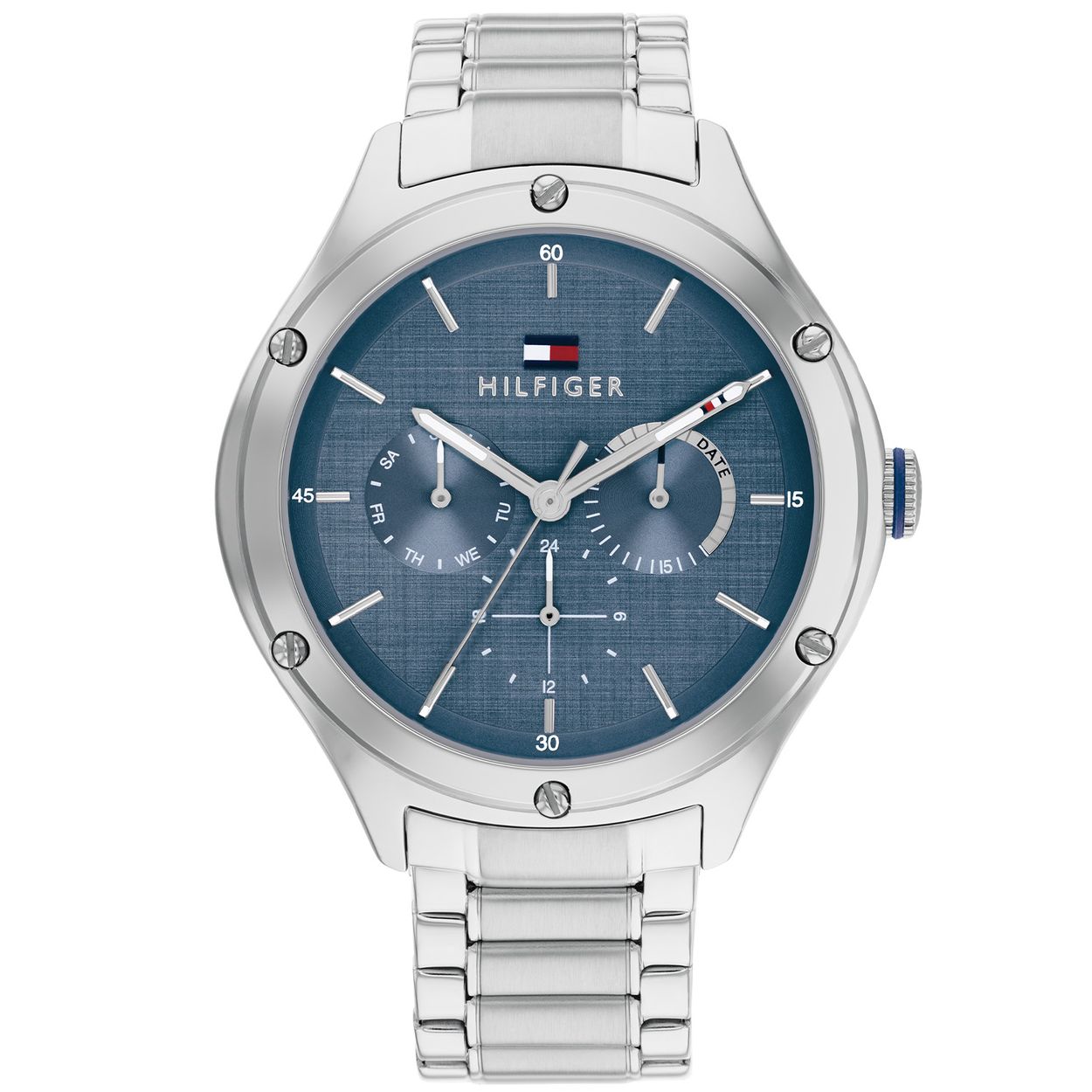 Tommy Hilfiger TH1782657 Horloge Dames Staal Zilverkleurig 40mm
Dit specifieke horloge van Tommy Hilfiger uit de Lexi serie met artikelnr: TH1782657 is een luxe sportief dameshorloge die zeker in je collectie past. Het stalen dameshorloge heeft een ronde zilverkleurige kast met een gladde bezel met schroefjes en een blauwe wijzerplaat met dag, - datum,- en 24-uursaanduiding. De zilverkleurige schakelband is op lengte verstelbaar en heeft een vouwsluiting. Het horloge heeft een mineraalglas, een doorsnee van 40mm en is 3ATM.  

Het merk:
Sinds de lancering van het merk in 1985 is Tommy Hilfiger wereldwijd bekend geworden als pionier van de klassieke Amerikaanse coole stijl. GeÃ¯nspireerd door de iconische popcultuur en het Amerikaanse erfgoed. De dames en herencollectie van dit seizoen bestaan uit minimalistische silhouetten en rustieke lederen details. De herenhorlogecollectie biedt iconische uurwerken met roestvrijstalen, lederen en siliconen banden.

Specificaties:
- Mineraalglas
- Ronde kast 40mm
- Zilverkleurige horlogekast
- Blauwe wijzerplaat
- Zilverkleurige schakelband 
- 3ATM