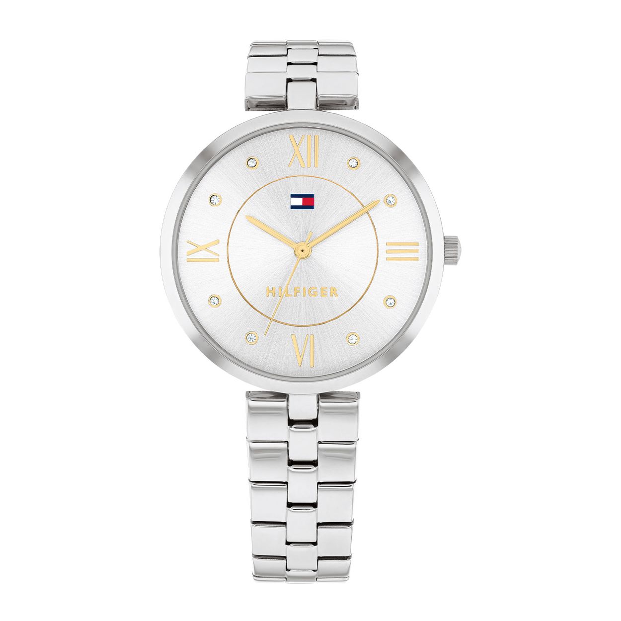 Tommy Hilfiger TH1782683 Horloge Dames Staal 34mm
Dit specifieke horloge van Tommy Hilfiger uit de Ella serie met artikelnr: TH1782683 is een elegant horloge die zeker in je collectie past. Het stalen dameshorloge heeft een ronde zilverkleurige kast met een gladde bezel. Op de zilverwitte wijzerplaat zijn 8 kristallen als uursaanduiding op de 1, 2, 4, 5, 7, 8, 10 en 11 geplaatst. De wijzers zijn op een minimalistische manier zichtbaar. De zilverkleurige stalen schakelband is met een speciale T-aanzet aan het horloge bevestigd. Verder heeft het een mineraalglas, een doorsnee van 34mm en is 3ATM.  

Het merk:
Sinds de lancering van het merk in 1985 is Tommy Hilfiger wereldwijd bekend geworden als pionier van de klassieke Amerikaanse coole stijl. Geïnspireerd door de iconische popcultuur en het Amerikaanse erfgoed. De dames en herencollectie van dit seizoen bestaan uit minimalistische silhouetten en rustieke lederen details. De herenhorlogecollectie biedt iconische uurwerken met roestvrijstalen, lederen en siliconen banden.

Specificaties:
- Mineraalglas
- Ronde kast 34mm
- Zilverkleurige horlogekast
- Zilverwitte wijzerplaat
- Zilverkleurige schakelband
- 3ATM