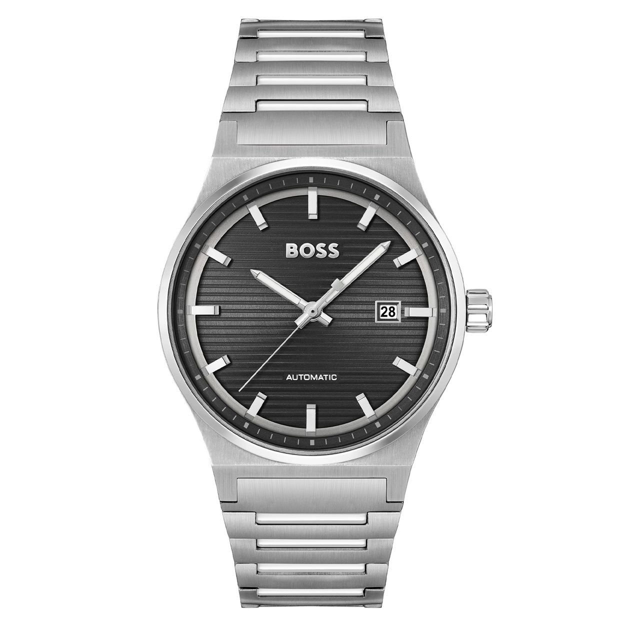Dit BOSS horloge behoort tot de Candor collectie.
Referentienummer: HB1514117 
Dit BOSS heeft een luxe sportieve uitstraling. Het horloge valt op door zijn zilverkleurige stalen horlogekast met een zwarte bezel en een zwarte bewerkte wijzerplaat met datum. Het horloge heeft een automatisch uurwerk dat via een venster in de achterdeksel zichtbaar is. De wijzers en uursaanduiding hebben een lumibrite laagje en geven dit horloge een chique uitstraling. Aan de kast zit een zilverkleurige stalen fijne schakelband met een vouwsluiting. De kast van het horloge heeft een doorsnee van 41mm met mineraalglas en is 5ATM. 
