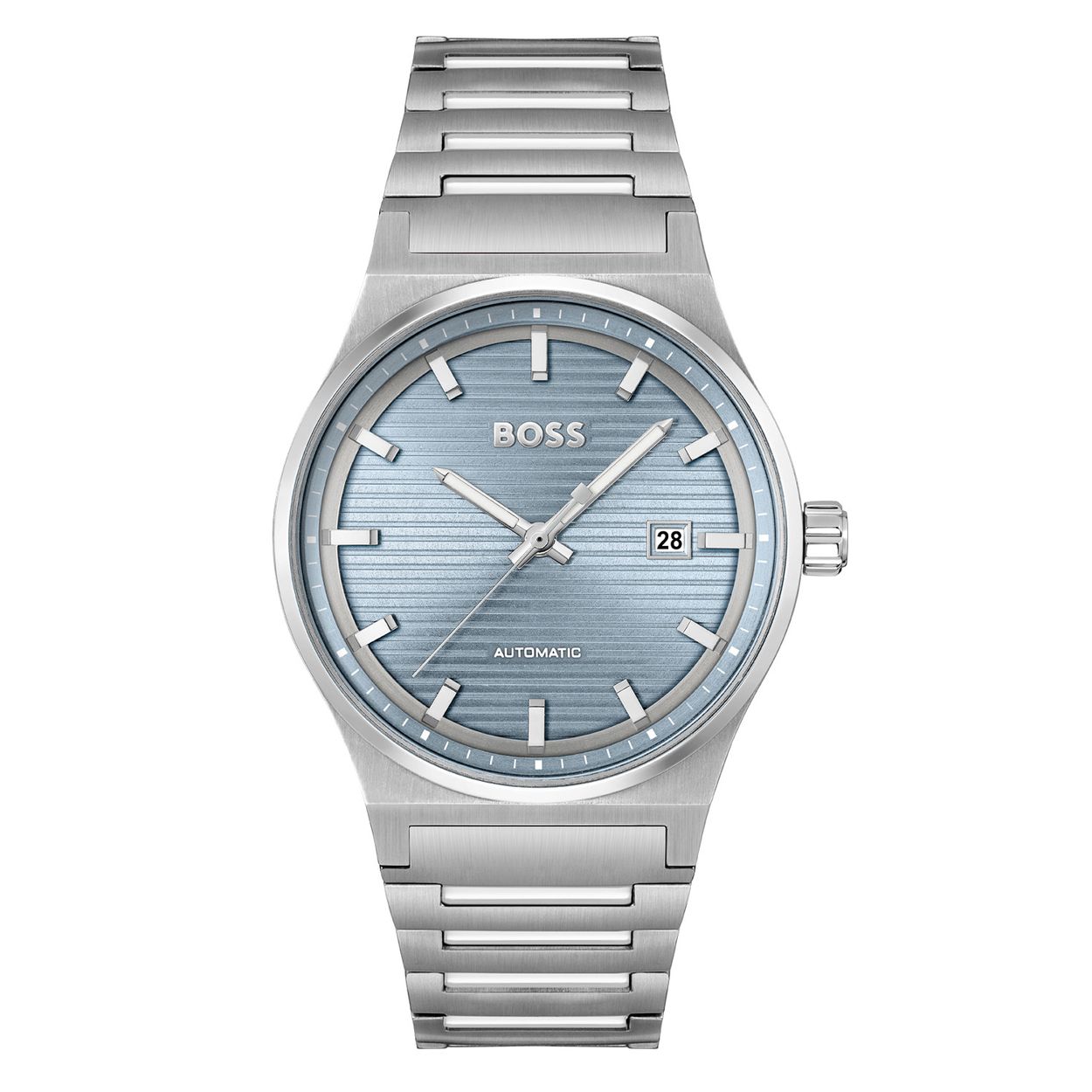 BOSS HB1514118 CANDOR Automaat 41mm 
Dit BOSS horloge uit de CANDOR serie met artikelnr: HB1514118 heeft een luxe sportieve uitstraling. Zeer geschikt voor de moderne stijlvolle BOSS klant. Het horloge valt op door zijn zilverkleurige stalen horlogekast met een blauwe bezel en een blauwe bewerkte wijzerplaat met datum. Het horloge heeft een automatisch uurwerk dat via een venster in de achterdeksel zichtbaar is. De wijzers en uursaanduiding hebben een lumibrite laagje en geven dit horloge een chique uitstraling. Aan de kast zit een zilverkleurige stalen fijne schakelband met een vouwsluiting. De kast van het horloge heeft een doorsnee van 41mm met mineraalglas en is 5ATM. 

HET MERK:
HUGO BOSS is afgestemd op levensstijlen waar het gaat om kwaliteit en precisie. Het wereldwijde fashionlabel is verdeeld in twee merken: BOSS en HUGO. Het merk BOSS biedt geavanceerde, moderne horloges gericht op kwaliteit en design om een onberispelijke look te creÃ«ren â of het nu zakelijk, casual of sportief is. De horloge collectie van BOSS is perfect afgestemd op levensstijlen waar het gaat om kwaliteit en precisie. BOSS is op maat gemaakt in een onberispelijke stijl.

Blijf stijlvol bij de tijd. Voor de BOSS-vrouw is stijl het handelsmerk en draait alles om
details. Breng uw look naar een hoger niveau met onze nieuwe en kenmerkende horlogecollectie.

SPECIFICATIES:
- Mineraalglas
- Ronde kastvorm, Ã 41mm
- Stalen horlogekast
- Blauwe wijzerplaat
- Zilverkleurige schakelband
- Automaat
- 5ATM