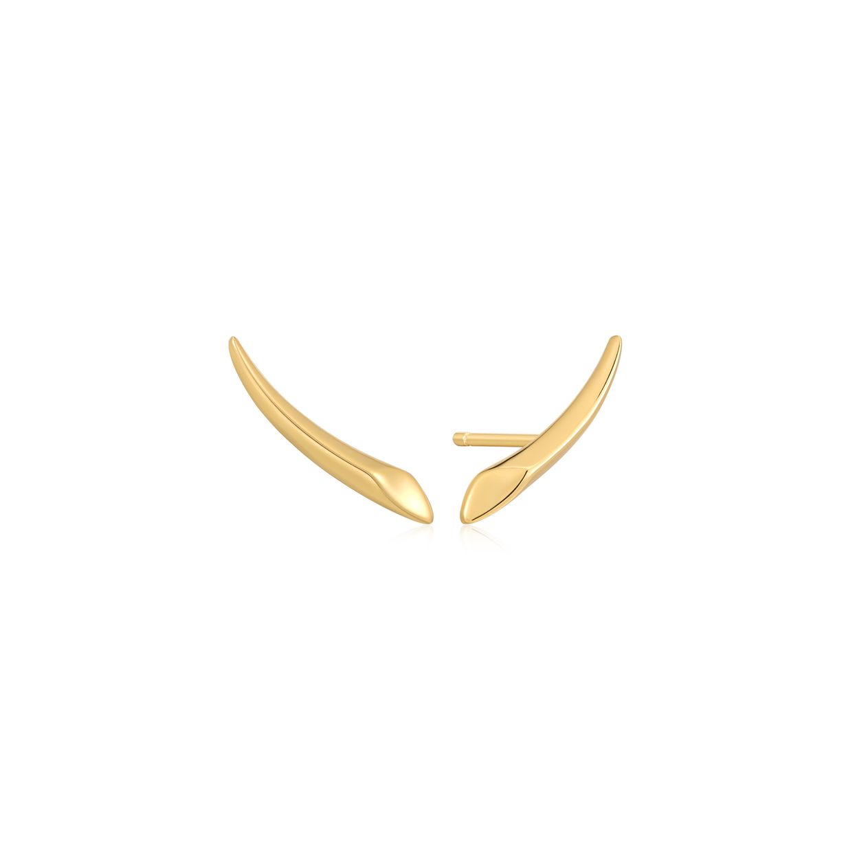 Deze hoekige, op een pijl geïnspireerde goudkleurige oorklimmers zijn perfect voor elke gelegenheid. Sierlijk en speels, zeker mooi te combineren met bijpassende andere sieraden. 
