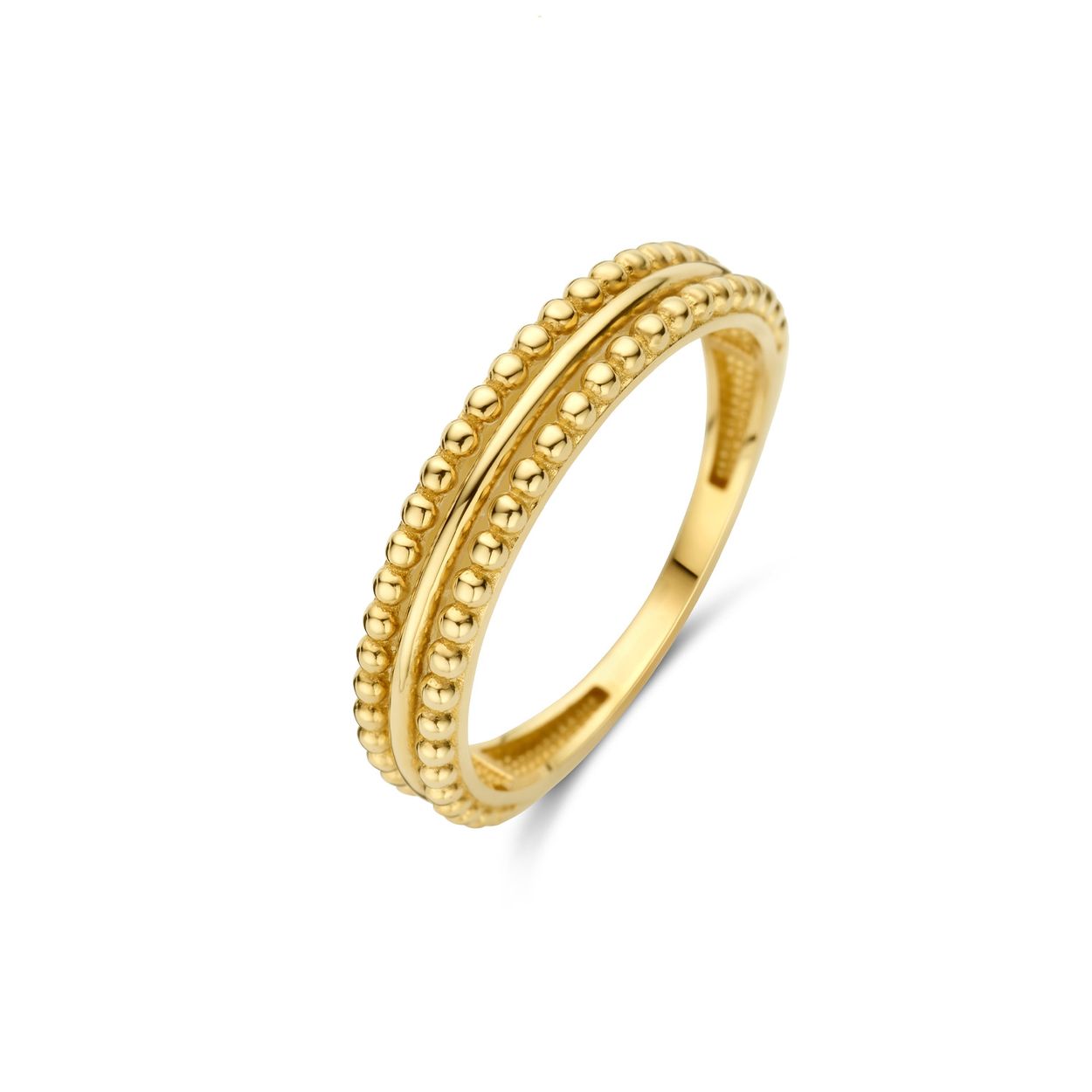 Crown Ring 
Verbintenis alom met deze 14K gouden Crown Ring. De ring is aan de bovenkant opengewerkt met 3 fijne banden. De middelste band is glad en wordt omringt door 2 parelringen. Het chique uiterlijk van een koninklijke kroon. Mooi te combineren met de andere sieraden van Jackie voor een trendy look!

Treasures of London
Londen is de stad van biscuits and tea, rode dubbeldekkers en telefooncellen, zwarte taxi’s en natuurlijk de iconische bezienswaardigheden zoals Big Ben, Tower Bridge en Buckingham Palace. De bruisende metropool aan de oevers van de Theems is de inspiratie geweest voor Jackie’s nieuwste 14 karaat gouden sieradencollectie. Tijdens haar reis naar London heeft Jackie genoten van geschiedenis, cultuur en tradities. Dit vind je terug in de nieuwe collectie ‘Treasures of London’!  

Specificaties
- Ring maat 56
- Materiaal: 14 Karaat - Geelgoud - 585
- Fantasie vorm 5mm
- Artikelnummer: JKR23.360