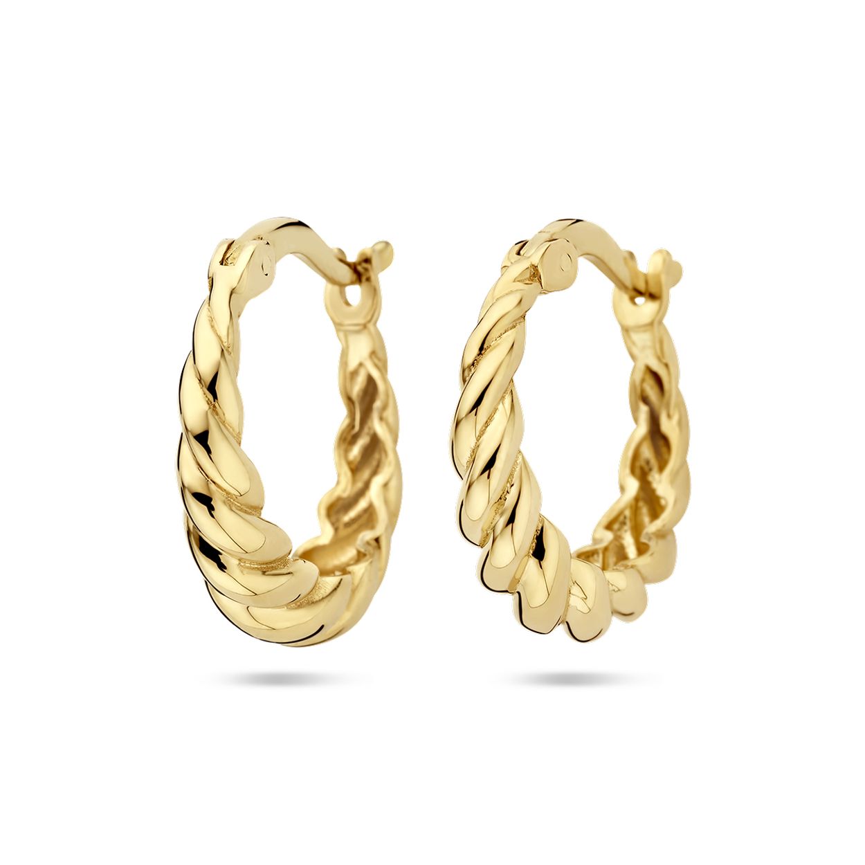 14k Geelgouden oorringen. De oorringen hebben een diameter van 15.5mm.