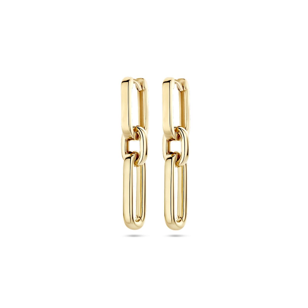 14k Geelgouden klapoorringen. De oorringen hebben een totale hoogte van 28mm.