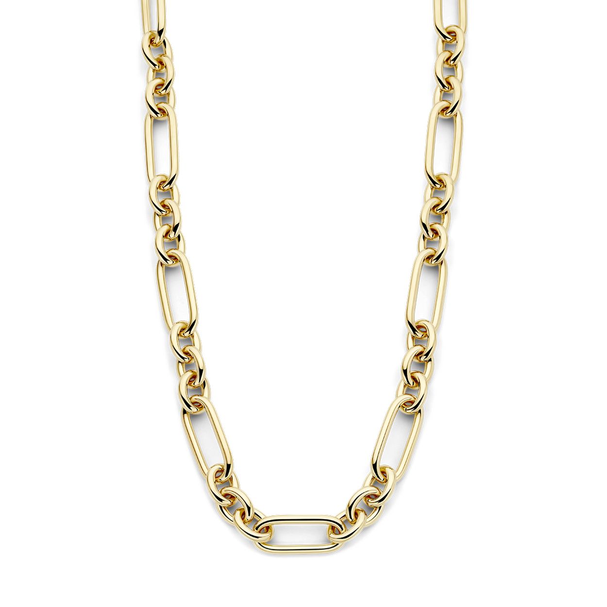 Dit 14krt geelgouden collier, modelnummer 4028513, van een niet-gespecificeerd merk, is een prachtige fantasie schakel ketting. Het collier weegt 36,1 gram, is 10,7 mm breed en glanst schitterend. Draag deze elegante ketting op een lage of strapless halslijn om te stralen en de aandacht te trekken. Perfect voor speciale gelegenheden.