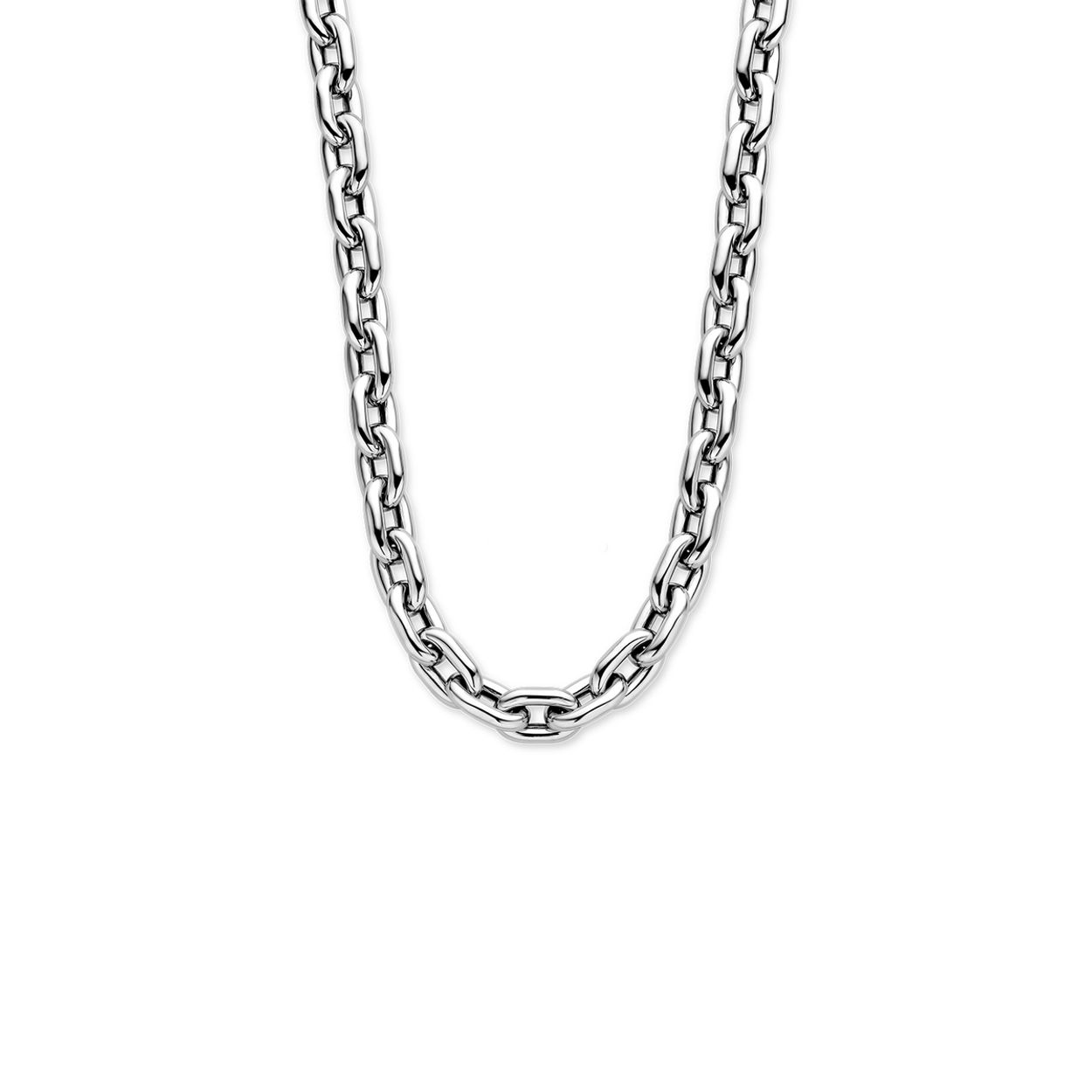Gerhodineerd 925 zilveren collier uitgevoerd met een groot springslot. Het collier heeft een draaglengte van 43cm. De schakelbreedte is 8.6mm.