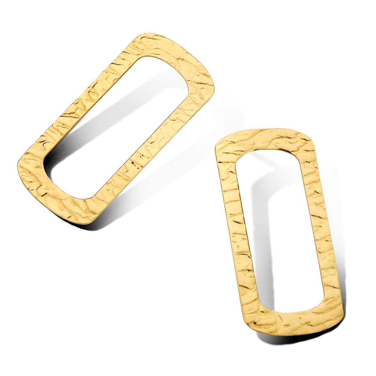 14k Geelgouden oorknoppen. De oorknoppen hebben een afmeting van 27.7x11.6mm.