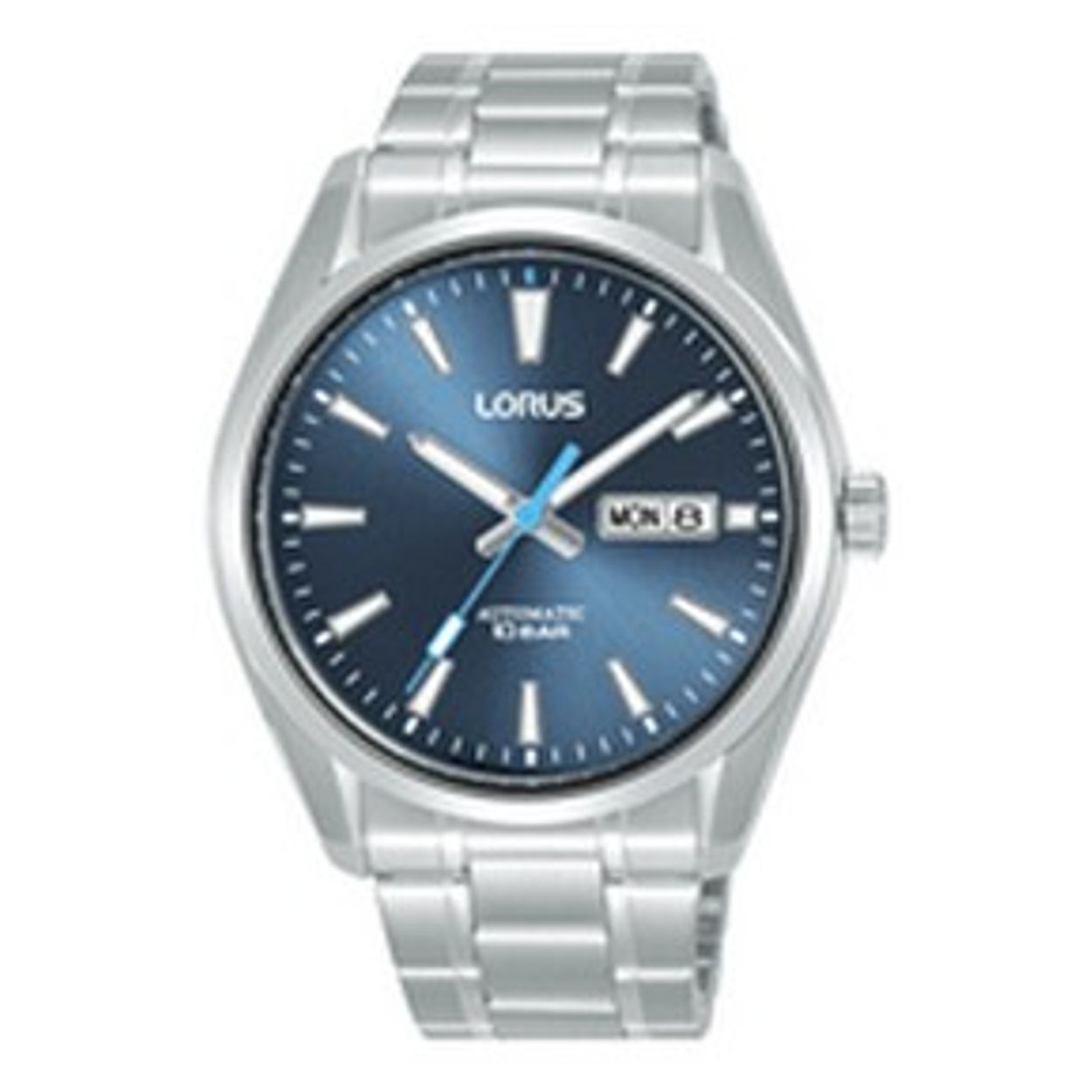 Dit is een herenhorloge van het merk Lorus. Het is een analoog horloge gemaakt van staal. De diameter van de kast is 42.5 mm en de kast is 12.2 mm dik.
De verdere specificaties van het horloge zijn als volgt:
Kastvorm: rond
Kastkleur: zilverkleurig
Kastmateriaal: staal
Bandbreedte: 22 mm
Bandlengte: 257.5 mm
Sluiting: vouwsluiting met drukker
Wijzerplaatkleur: blauw
Glassoort: hardlex mineraal glas
Waterdichtheid: 10 ATM
Techniek: automaat