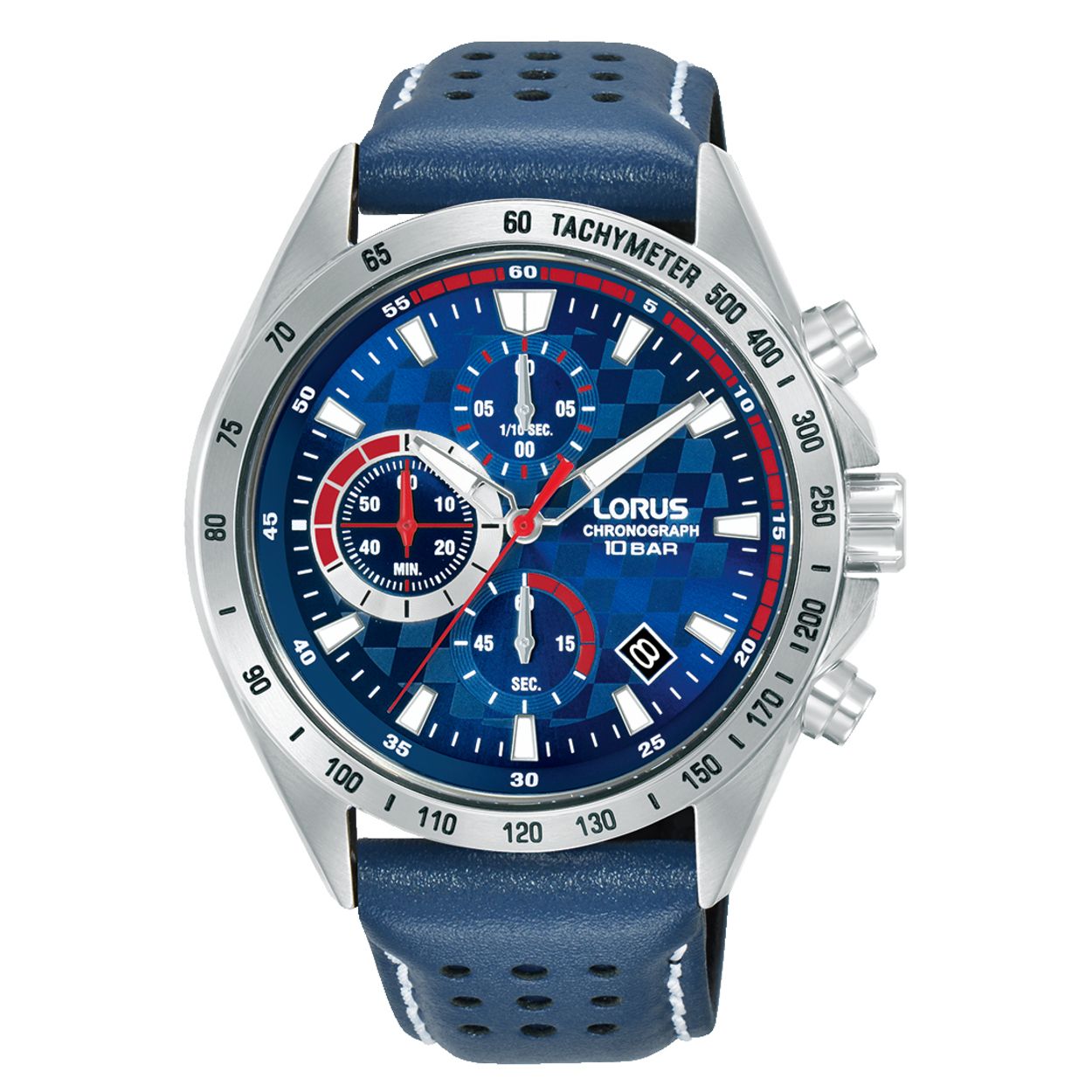 Dit is een herenhorloge van het merk Lorus. Het is een chronograaf horloge gemaakt van staal. De diameter van de kast is 43.5 mm en de kast is 11.4 mm dik.
De verdere specificaties van het horloge zijn als volgt:
Kastvorm: rond
Kastkleur: zilverkleurig
Kastmateriaal: staal
Bandbreedte: 22 mm
Bandlengte: 283.5 mm
Sluiting: gesp
Wijzerplaatkleur: blauw
Glassoort: hardlex mineraal glas
Waterdichtheid: 10 ATM
Techniek: quartz