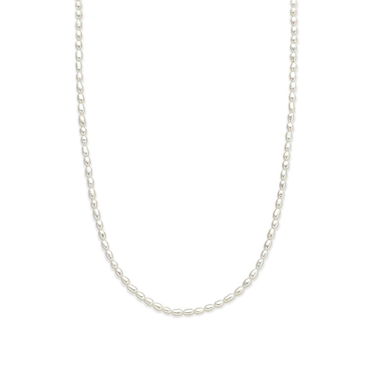 Gerhodineerd 925 zilveren collier uitgevoerd met zoetwaterparels en een karabijn sluiting. Het collier heeft een draaglengte van 40cm en een extensie van 5cm.