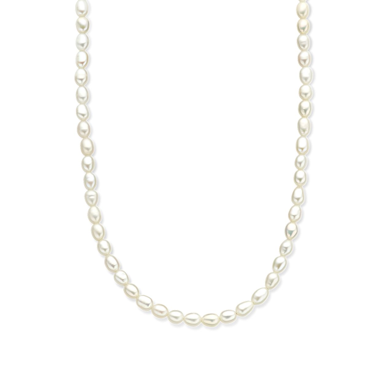 Gerhodineerd 925 zilveren collier uitgevoerd met zoetwaterparels. Het collier heeft een draaglengte van 40cm en een extensie van 5cm.
