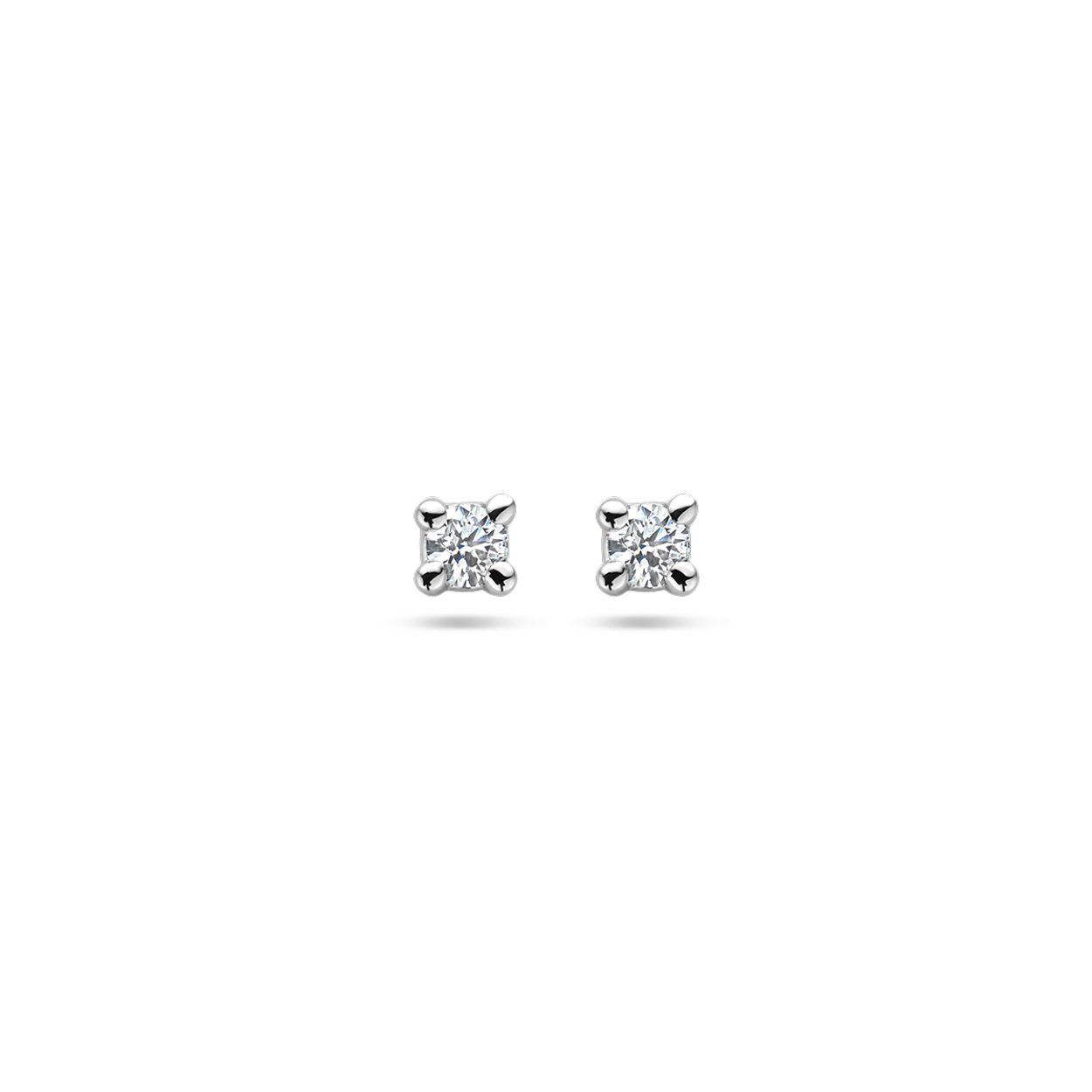 14k Witgouden oorknoppen uitgevoerd met diamant. De oorknoppen hebben een afmeting van 3x3mm.