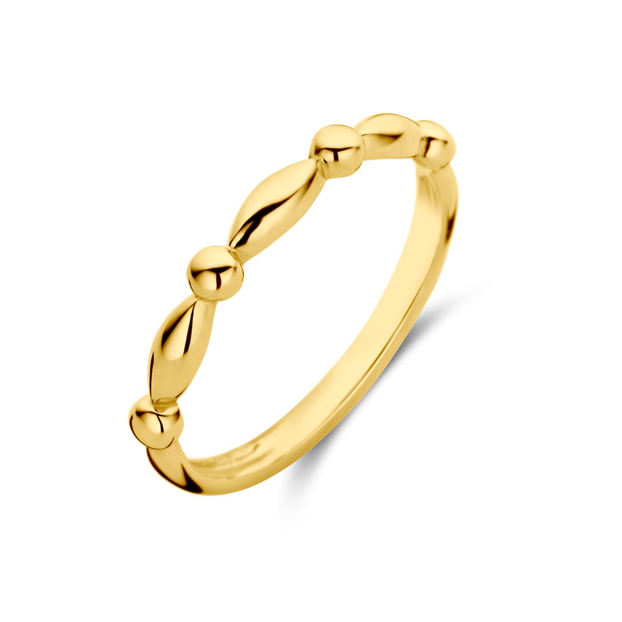 Geelgouden fantasie ring met een breedte van 2,5mm.