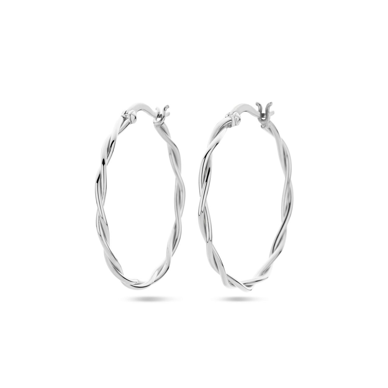 Gerhodineerd 925 zilveren oorringen met een gedraaide buis van 2mm.