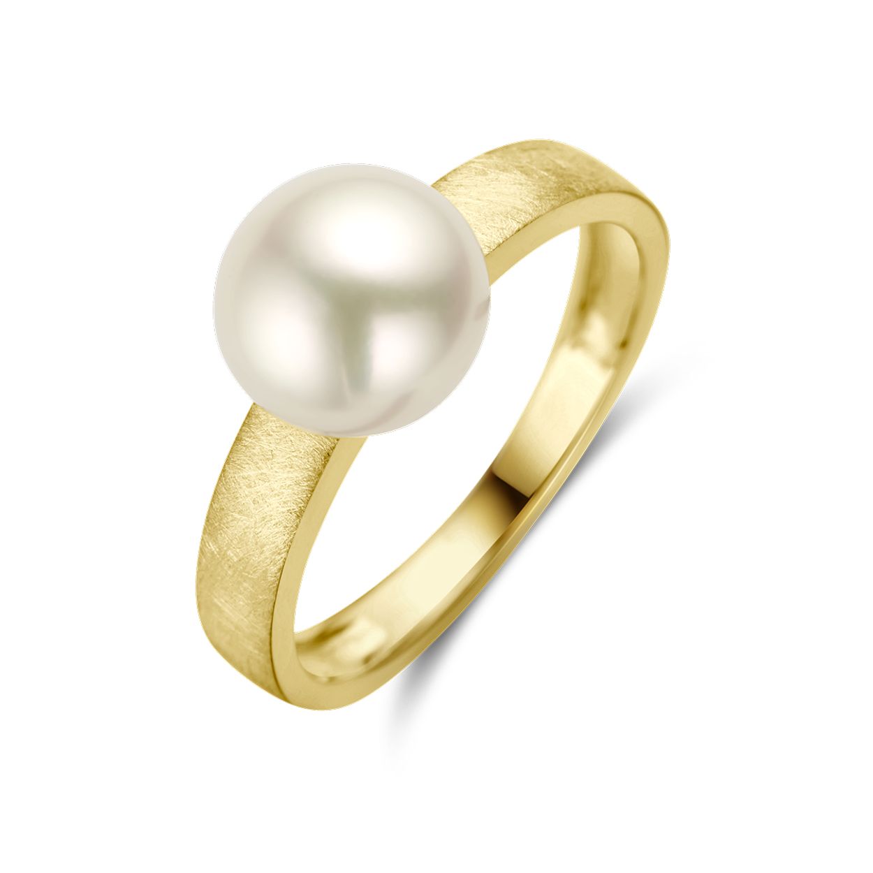 14k Geelgouden ring uitgevoerd met een zoetwaterparel van 8.5mm.