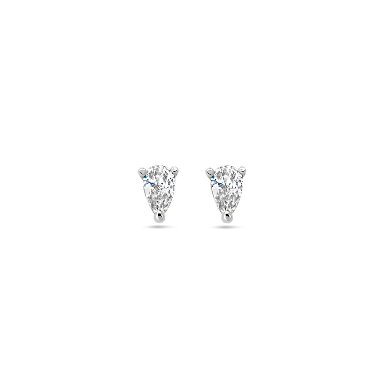 Gerhodineerd 925 zilveren oorknoppen uitgevoerd met zirkonia. De oorknoppen hebben een afmeting van 5.5x3.5mm.