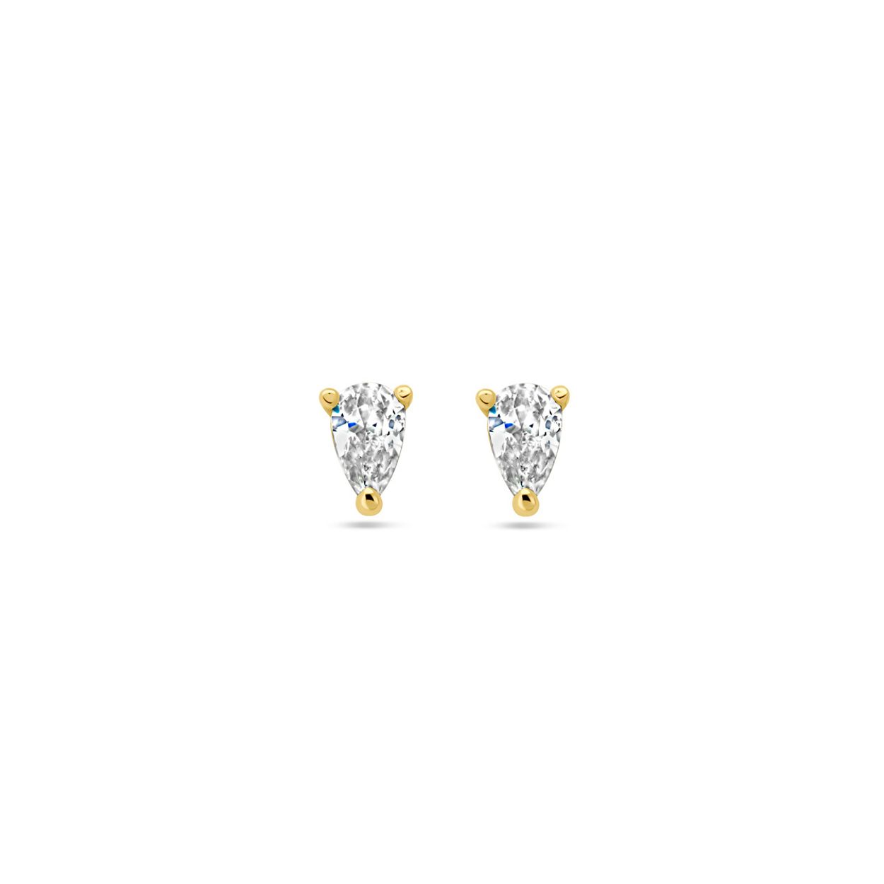 Geelgoud op 925 zilveren oorknoppen uitgevoerd met zirkonia. De oorknoppen hebben een afmeting van 5.5x3.5mm.