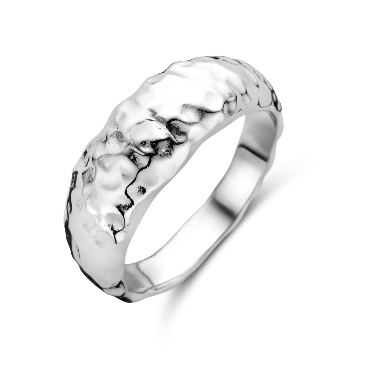 Gerhodineerd 925 zilveren ring met een breedte van 7.5mm.