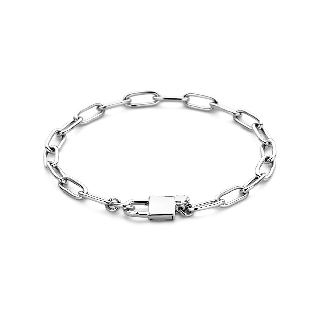 Gerhodineerd 925 zilveren armband uitgevoerd met een slot. De armband heeft een draaglengte van 18cm en een schakelbreedte van 4.7mm.