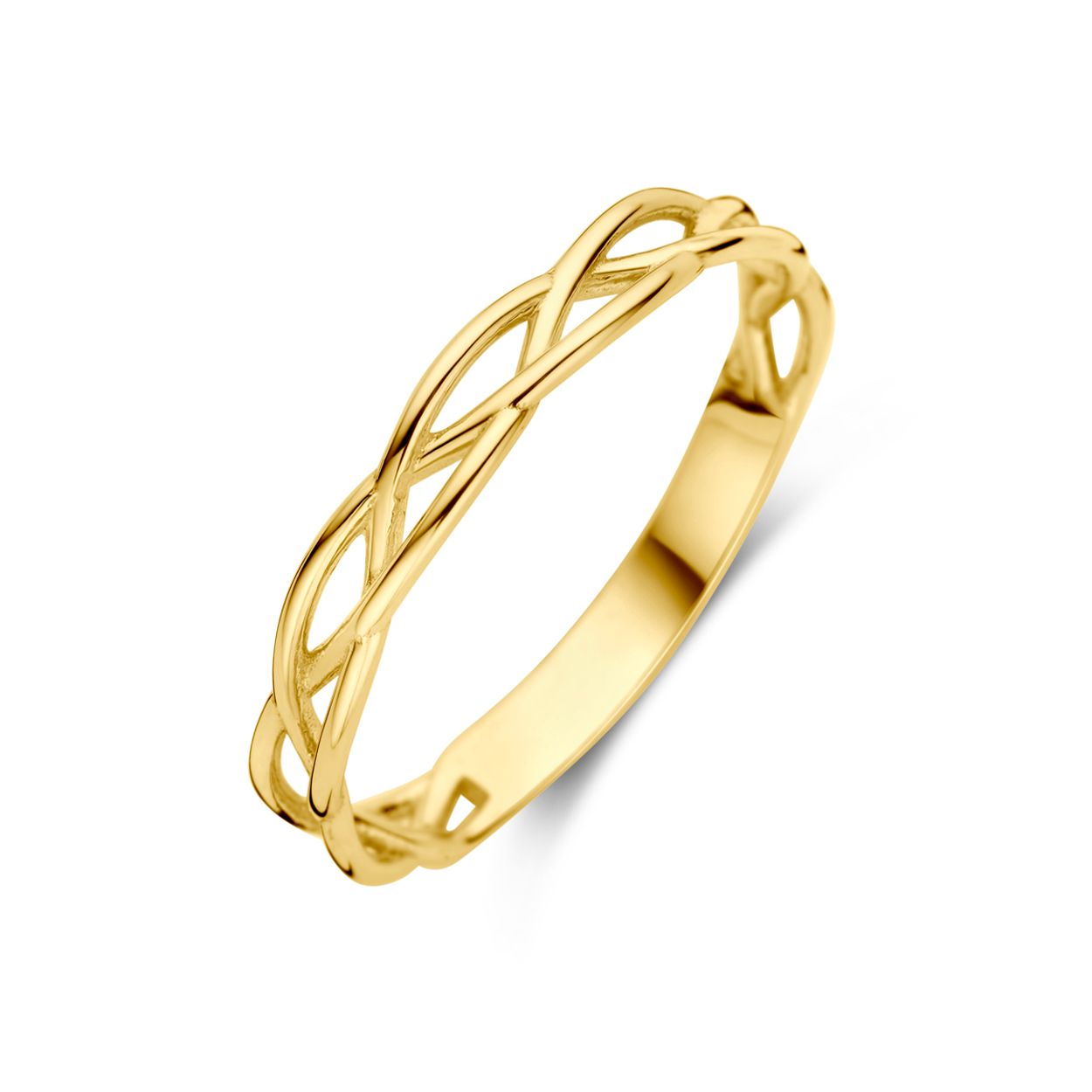 14k Geelgouden ring met een breedte van 3mm.