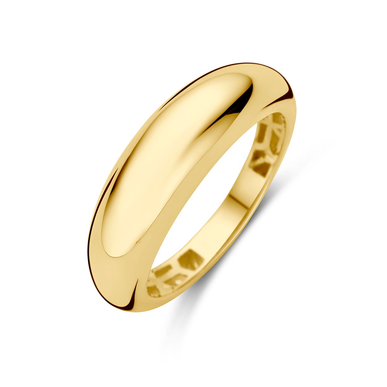 14k Geelgouden ring met een breedte van 6mm.