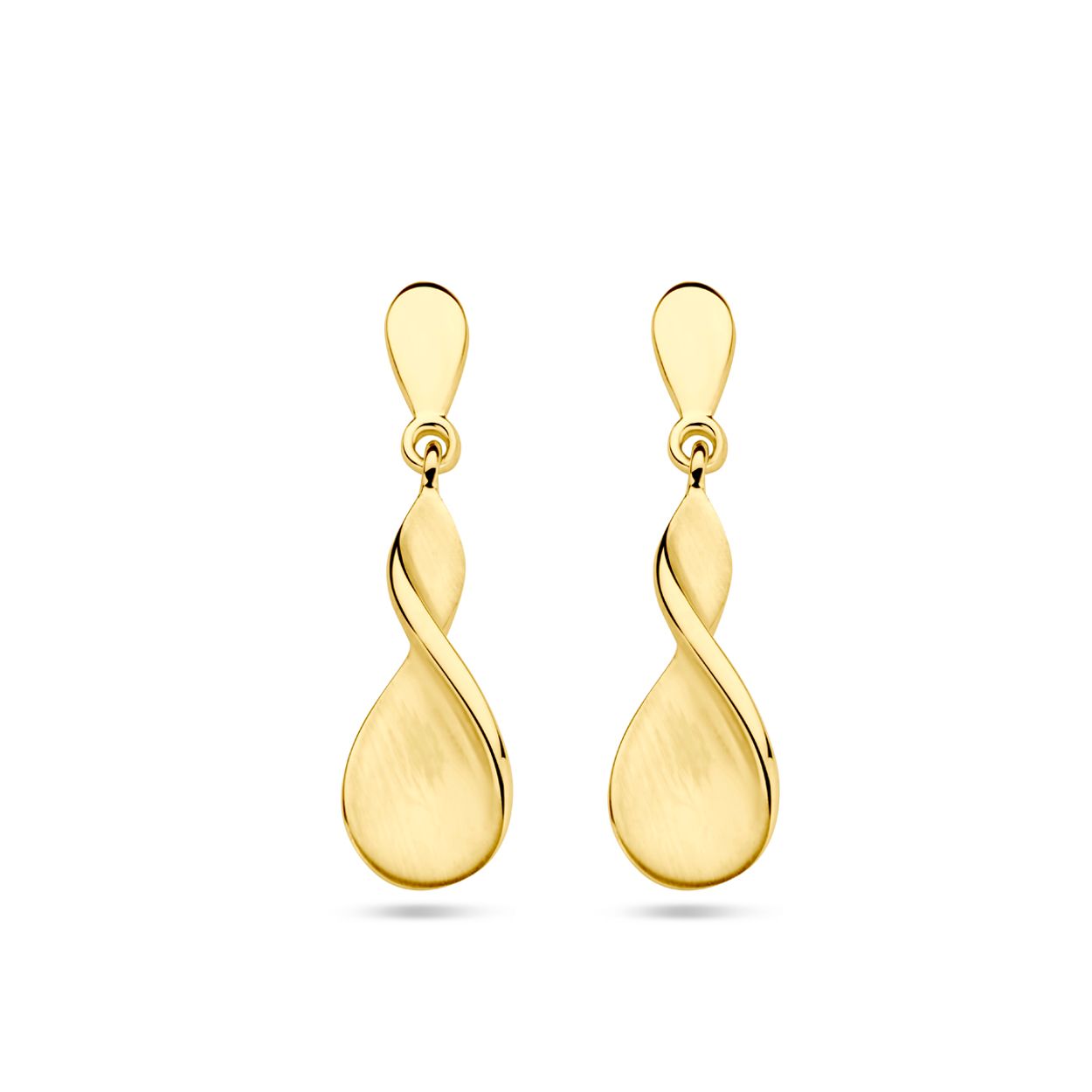 14k Geelgouden oorhangers met een lengte van 16.5mm.&nbsp;