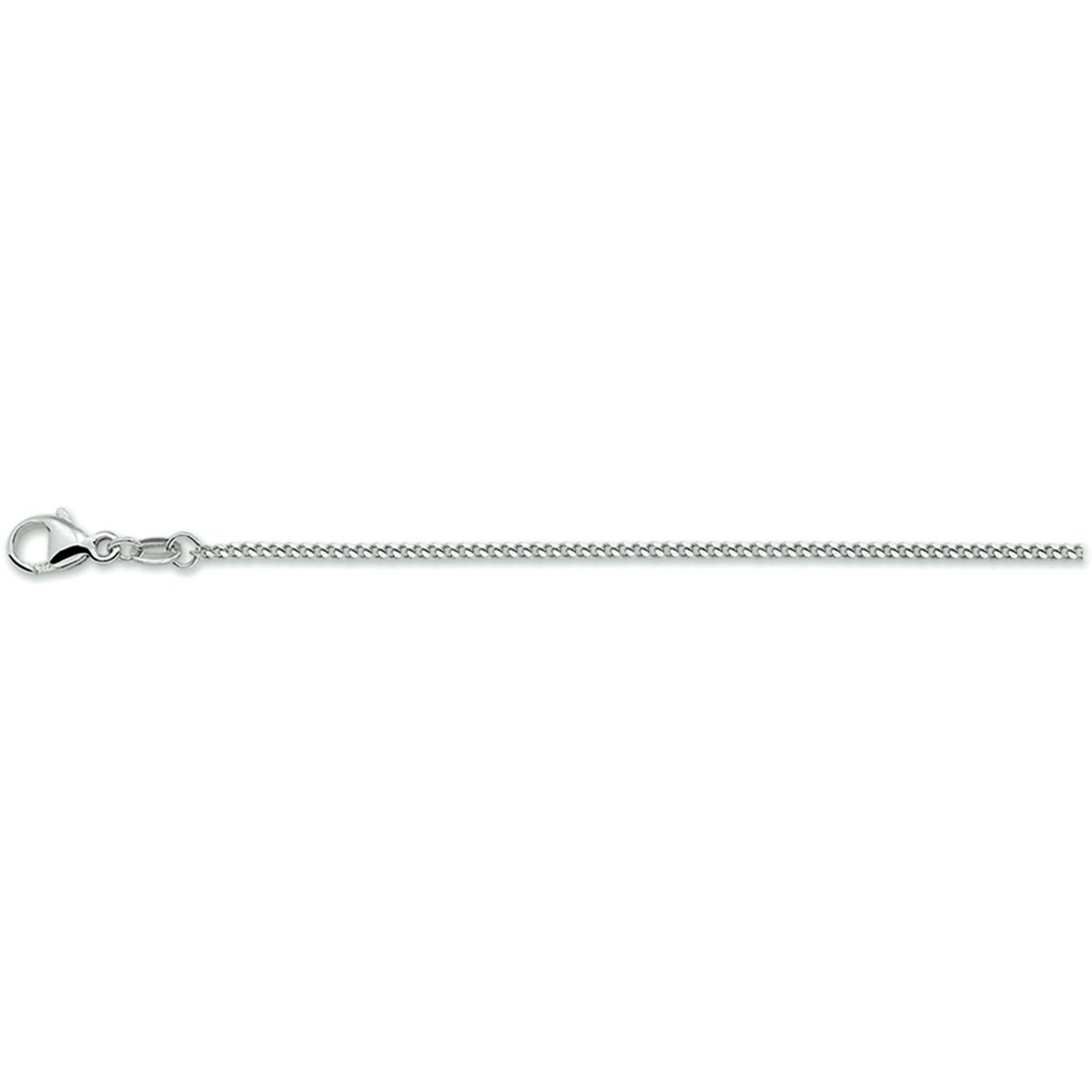 Gerhodineerd 925 zilveren gourmette armband met een schakelbreedte van 1.4mm. De draaglengte is 19cm met een extensie van 2cm. Uitgevoerd met een karabijn sluiting.