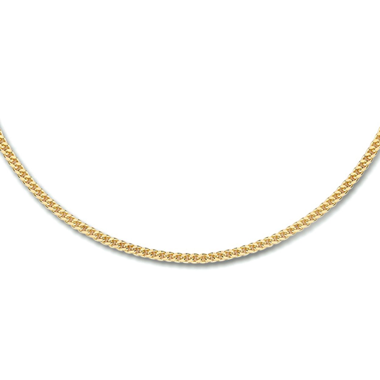 Geelgoud op 925 zilveren gourmet collier met een schakelbreedte van 1.8mm en een stevige karabijn sluiting. Geen garantie op plating.