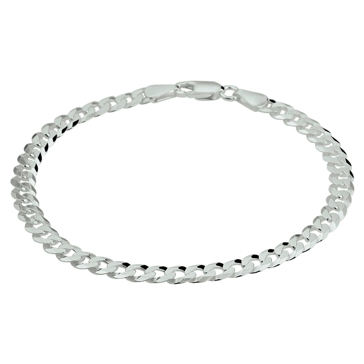 Gerhodineerd 925 zilveren gourmette lengte artikel met een schakelbreedte van 5.4mm. Het lengte artikel heeft een karabijn sluiting en een draaglengte van 20cm.
