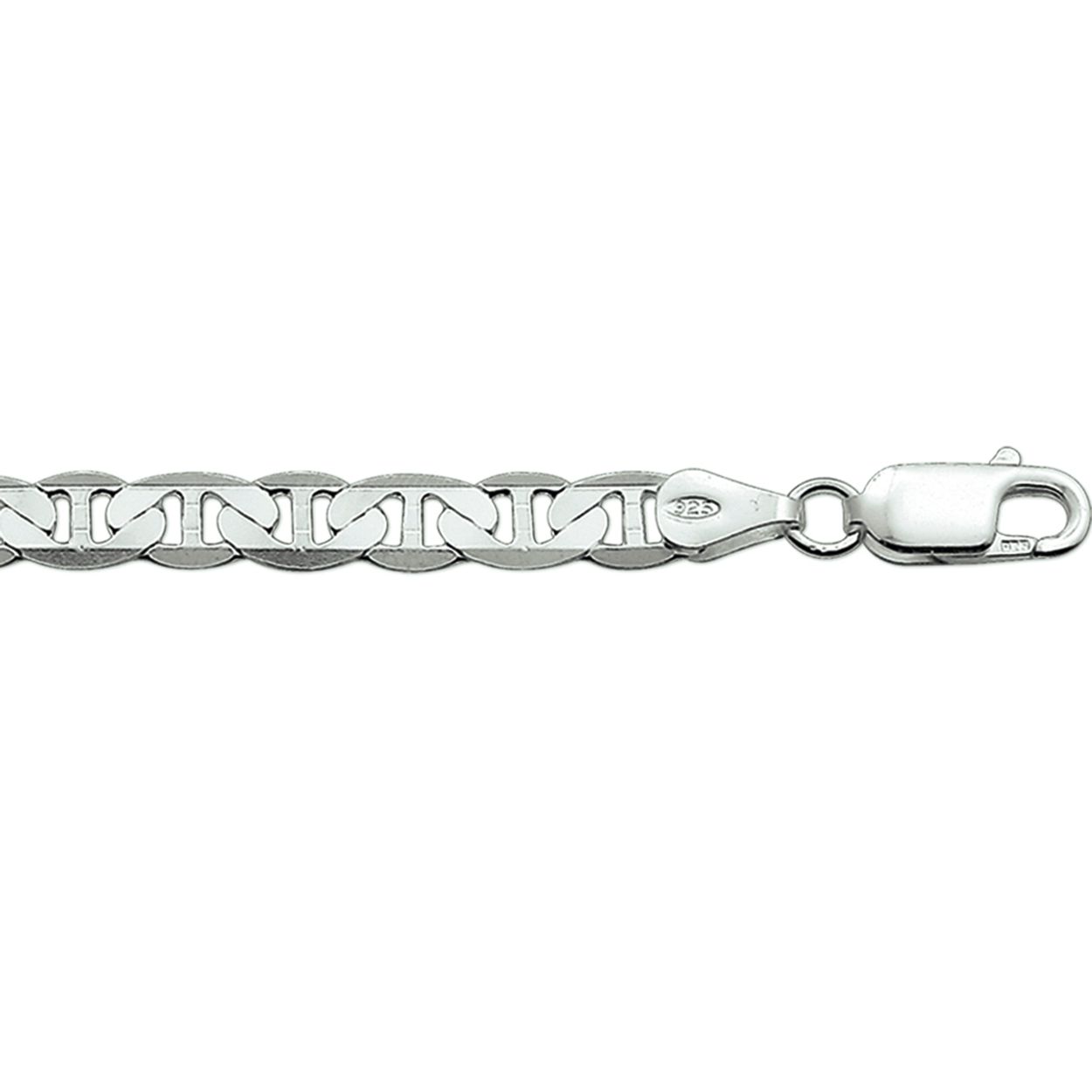Gerhodineerd 925 zilveren lengte artikel met anker schakel. De schakelbreedte is 5.5mm.