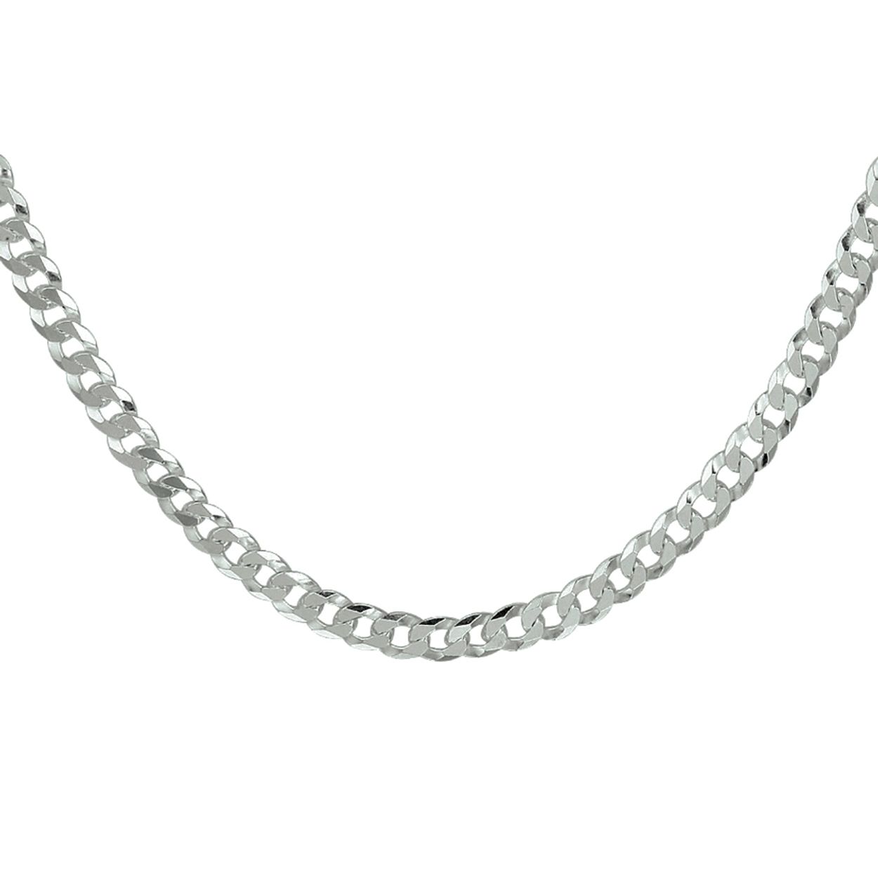 Gerhodineerd 925 zilveren gourmette lengte artikel met een schakelbreedte van 4.3mm. Het lengte artikel heeft een karabijn sluiting.