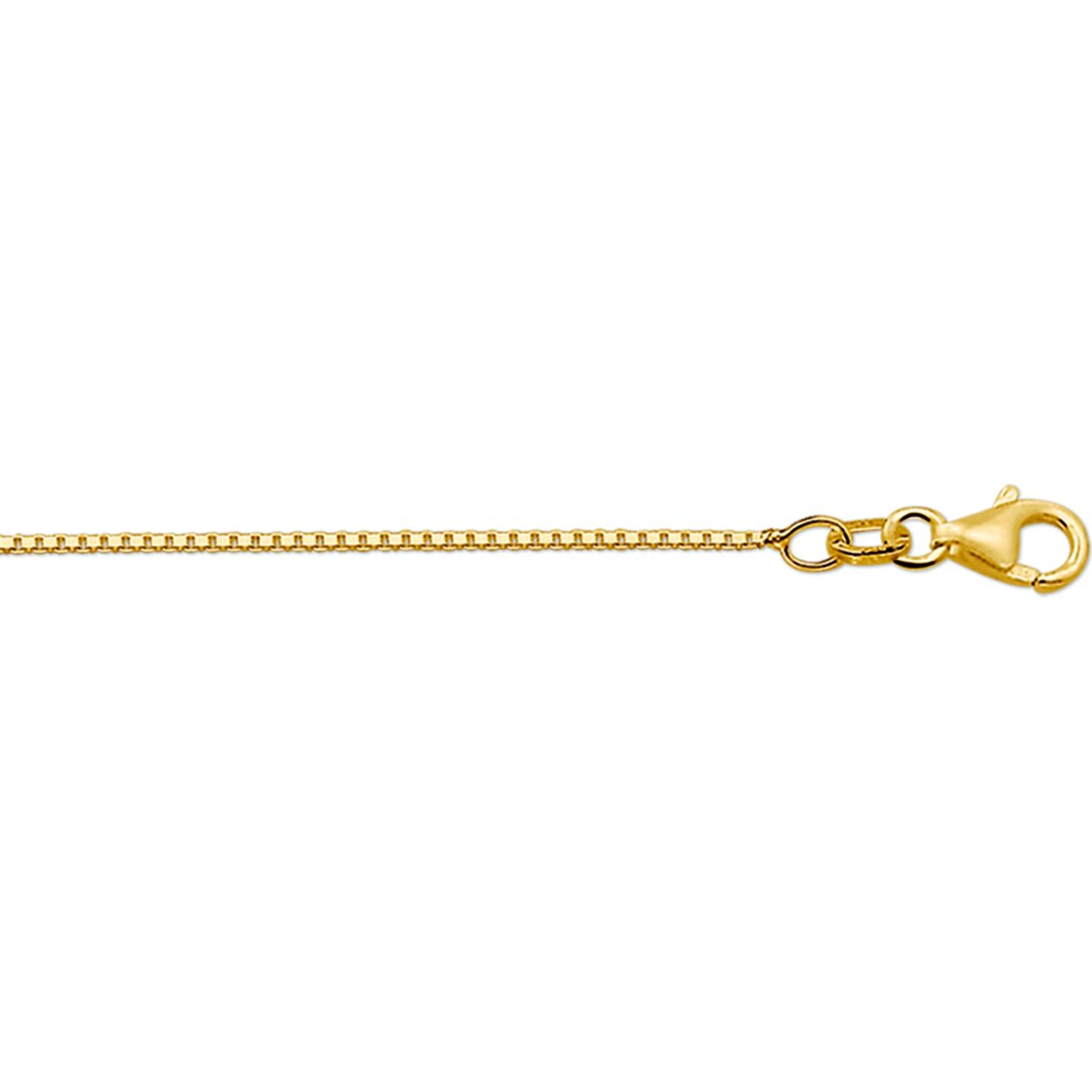 14k Geelgouden lengteartikel met 3 draaglengtes. De schakelbreedte is 1.1mm.